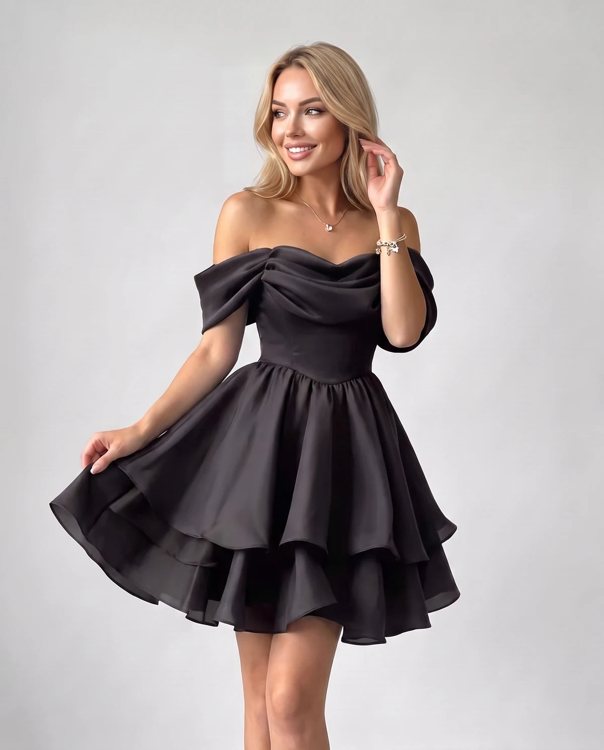 Anthea Mini Dress — Black | SKU: SD-51983-black-2,SD-51983-black-4,SD-51983-black-6,SD-51983-black-8,SD-51983-black-10,SD-51983-black-12,SD-51983-black-14,SD-51983-black-16,SD-51983-black-16W,SD-51983-black-18 W,SD-51983-black-20W,SD-51983-black-22W,SD-51983-black-24W,SD-51983-black-26W,SD-51983-black-28W,SD-51983-black-Custom size