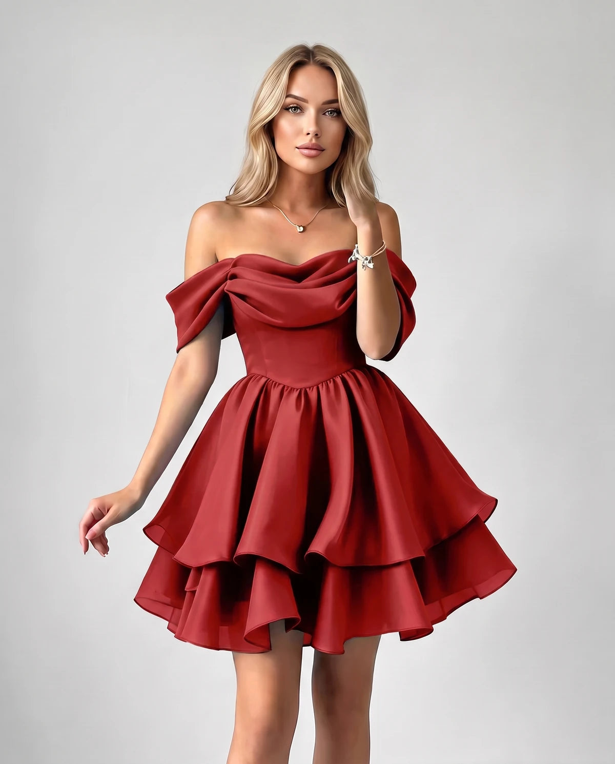 Anthea Mini Dress — Red | SKU: SD-51983-red-2,SD-51983-red-4,SD-51983-red-6,SD-51983-red-8,SD-51983-red-10,SD-51983-red-12,SD-51983-red-14,SD-51983-red-16,SD-51983-red-16W,SD-51983-red-18 W,SD-51983-red-20W,SD-51983-red-22W,SD-51983-red-24W,SD-51983-red-26W,SD-51983-red-28W,SD-51983-red-Custom size