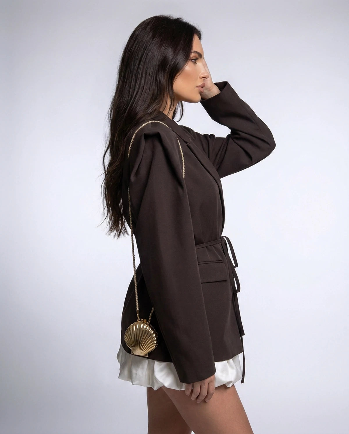 Araminta Blazer — Coffee | SKU: SD-07749-coffee-XS,SD-07749-coffee-S,SD-07749-coffee-M,SD-07749-coffee-L
