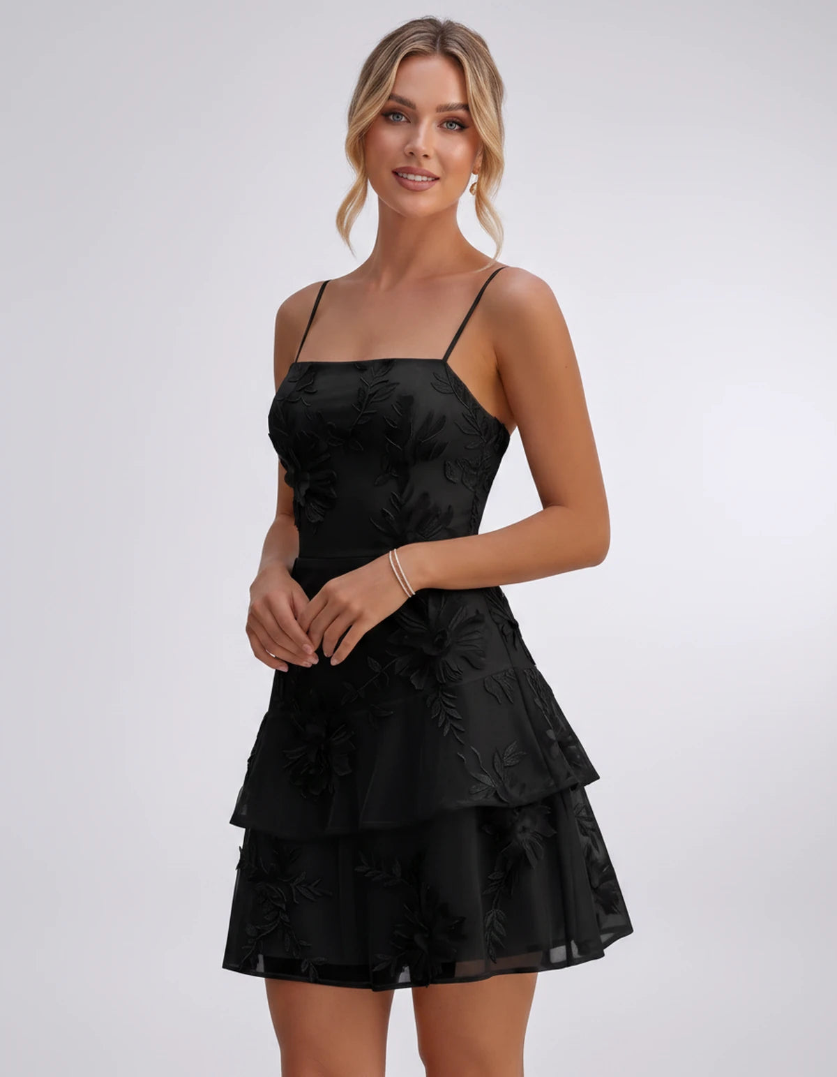 Ashelia Mini Dress — Black | SKU: SD-48439-black-2,SD-48439-black-4,SD-48439-black-6,SD-48439-black-8,SD-48439-black-10,SD-48439-black-12,SD-48439-black-14,SD-48439-black-16,SD-48439-black-16W,SD-48439-black-18W,SD-48439-black-20W,SD-48439-black-22W,SD-48439-black-24W,SD-48439-black-26W,SD-48439-black-28W