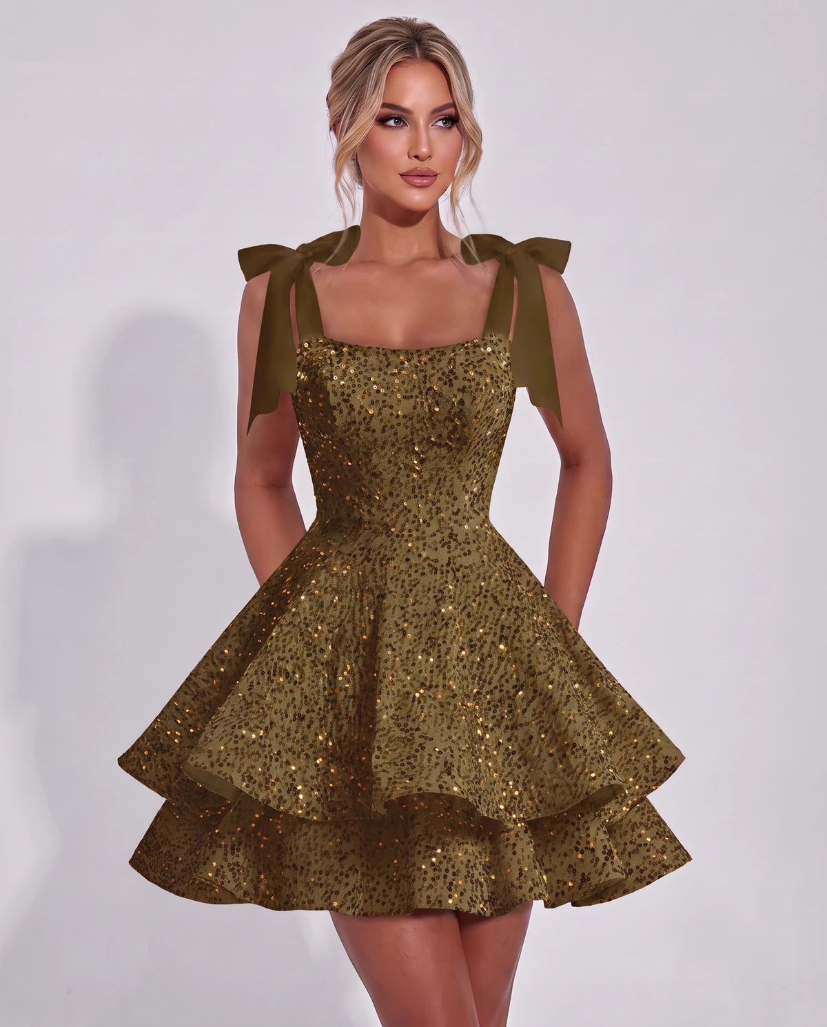 Astoria Mini Dress — Brown | SKU: SD-69926-brown-2,SD-69926-brown-4,SD-69926-brown-6,SD-69926-brown-8,SD-69926-brown-10,SD-69926-brown-12,SD-69926-brown-14,SD-69926-brown-16,SD-69926-brown-16W,SD-69926-brown-18W,SD-69926-brown-20W,SD-69926-brown-22W