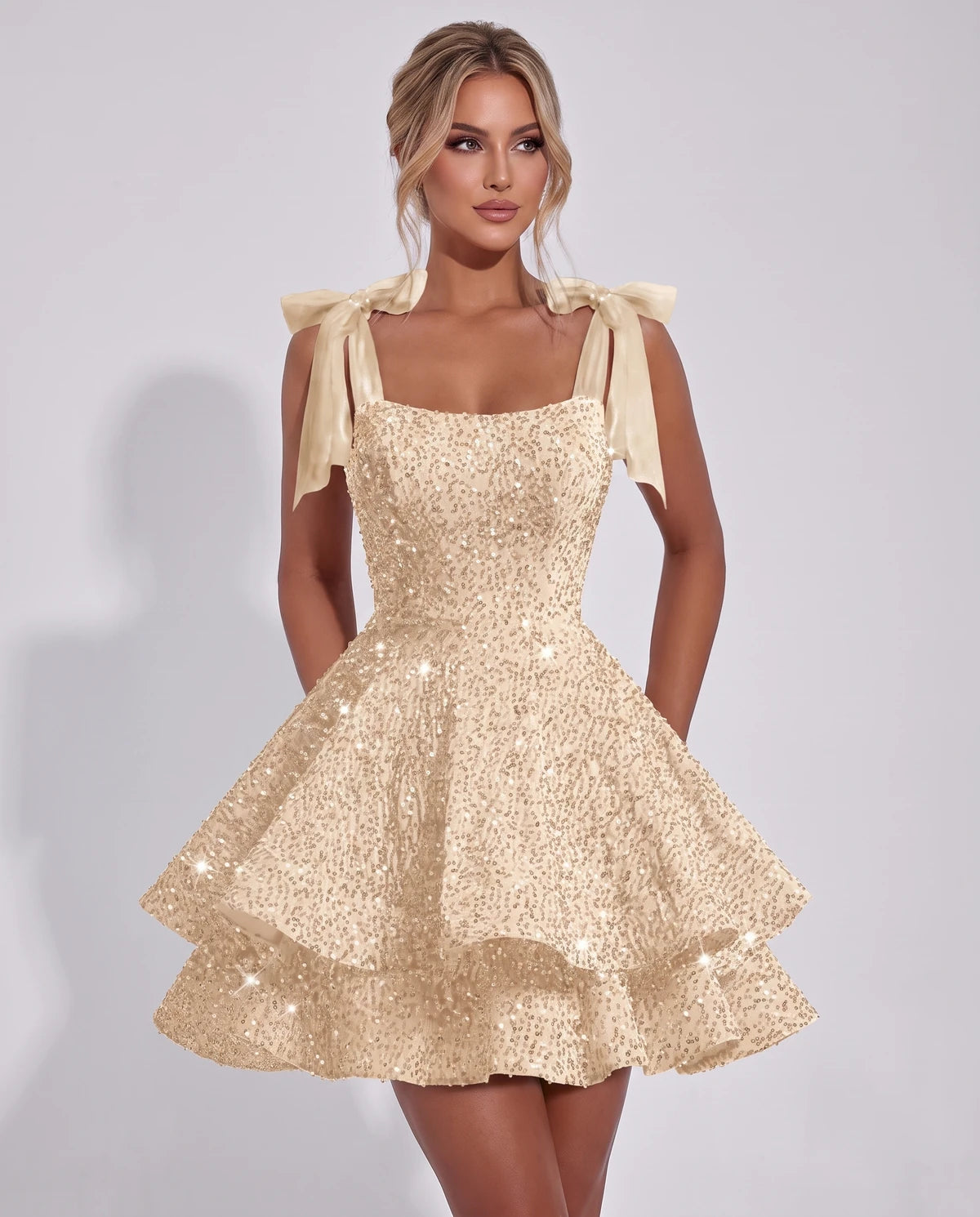 Astoria Mini Dress — Champagne