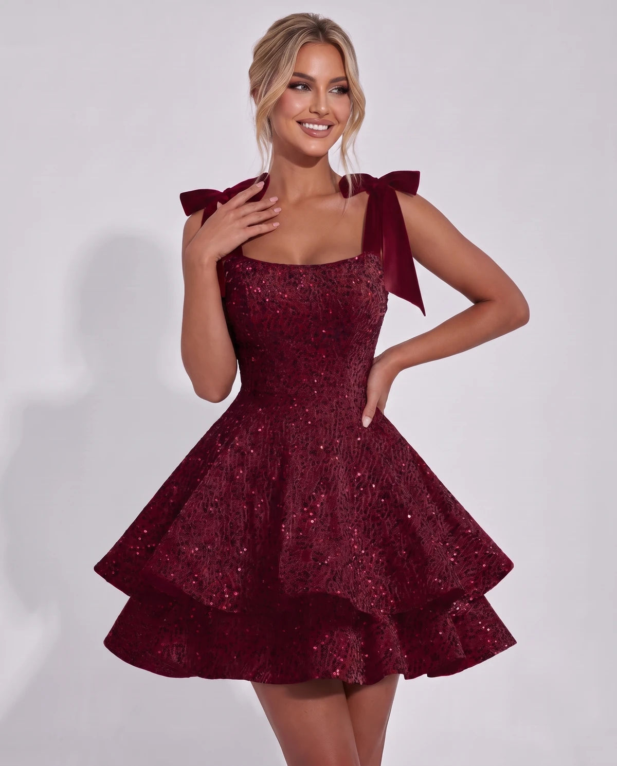 Astoria Mini Dress — Dark Burgundy