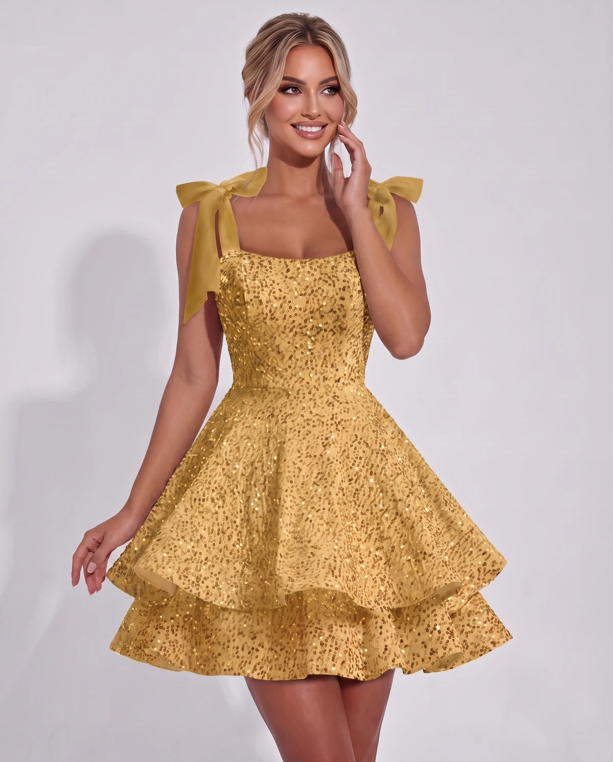 Astoria Mini Dress — Gold