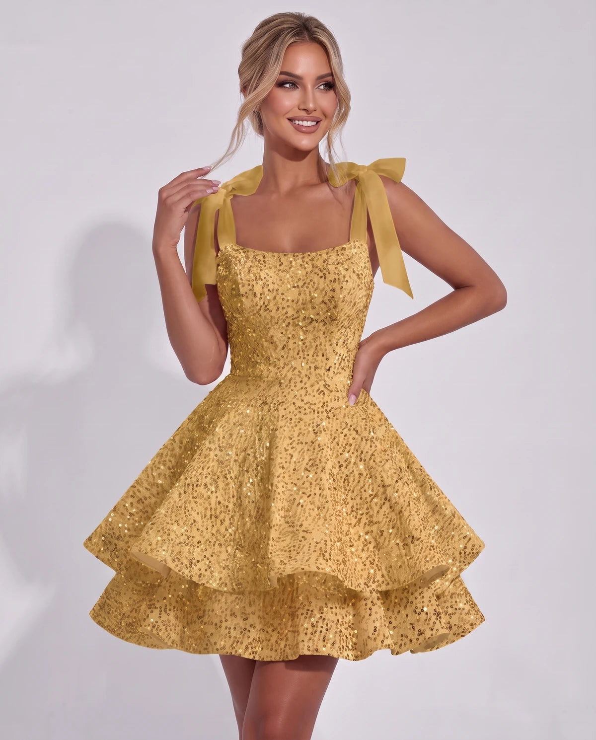 Astoria Mini Dress — Gold | SKU: SD-69926-gold-2,SD-69926-gold-4,SD-69926-gold-6,SD-69926-gold-8,SD-69926-gold-10,SD-69926-gold-12,SD-69926-gold-14,SD-69926-gold-16,SD-69926-gold-16W,SD-69926-gold-18W,SD-69926-gold-20W,SD-69926-gold-22W