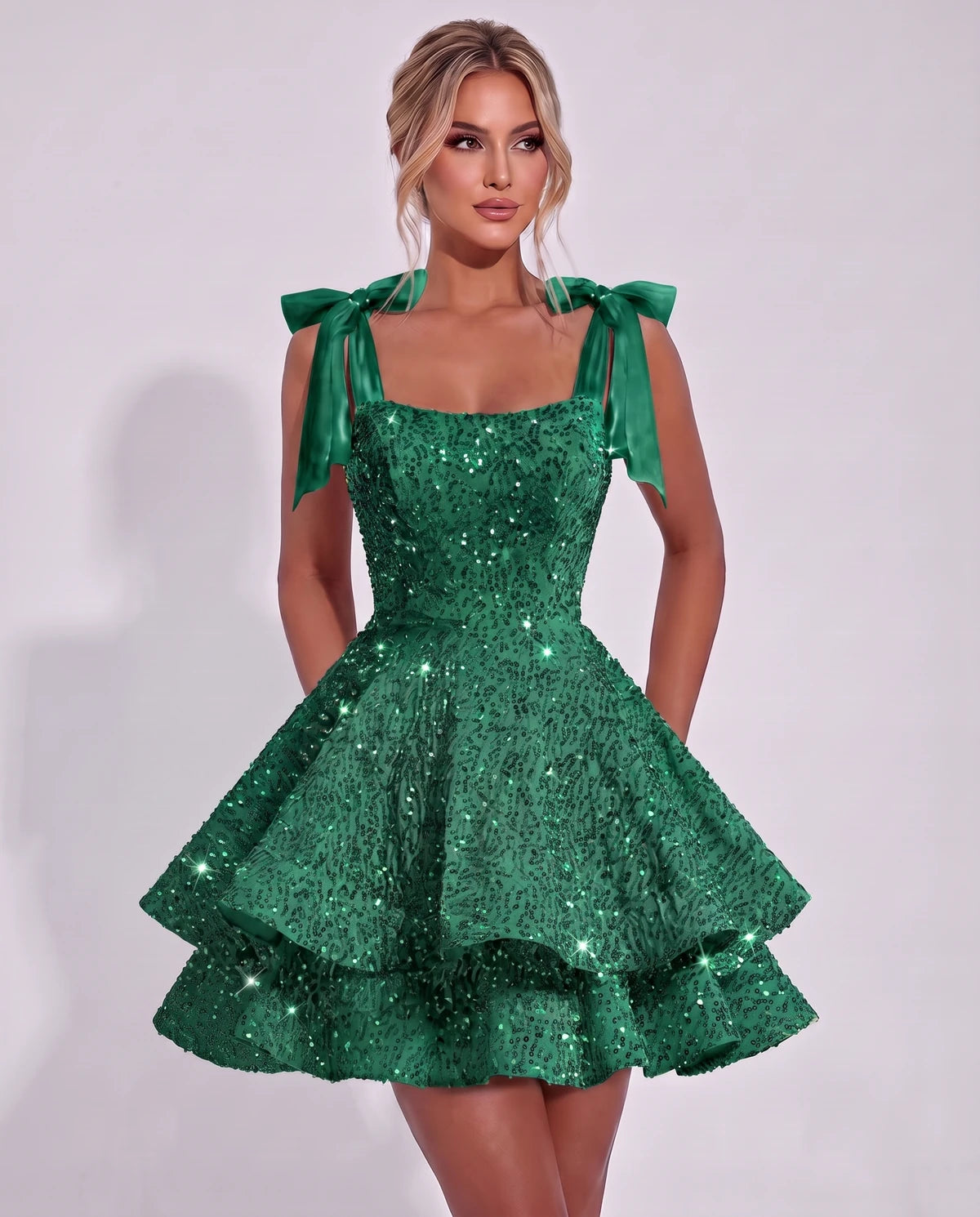 Astoria Mini Dress — Green | SKU: SD-69926-green-2,SD-69926-green-4,SD-69926-green-6,SD-69926-green-8,SD-69926-green-10,SD-69926-green-12,SD-69926-green-14,SD-69926-green-16,SD-69926-green-16W,SD-69926-green-18W,SD-69926-green-20W,SD-69926-green-22W