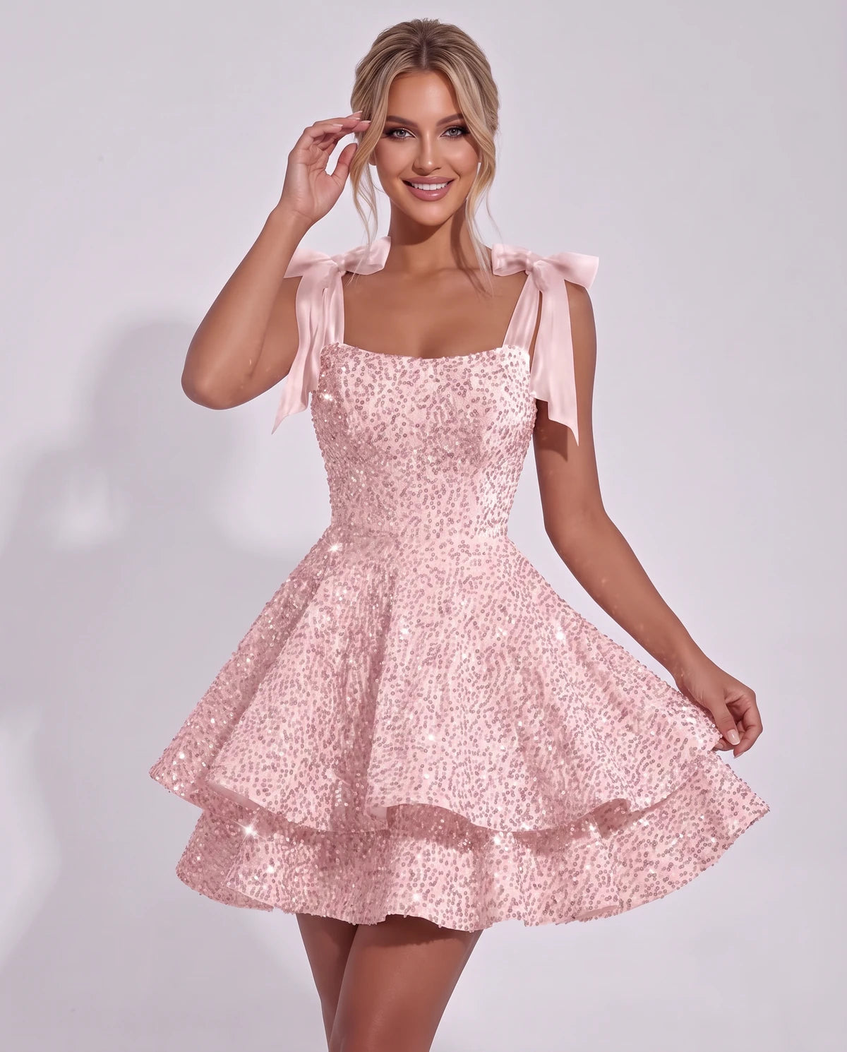 Astoria Mini Dress — Pink | SKU: SD-69926-pink-2,SD-69926-pink-4,SD-69926-pink-6,SD-69926-pink-8,SD-69926-pink-10,SD-69926-pink-12,SD-69926-pink-14,SD-69926-pink-16,SD-69926-pink-16W,SD-69926-pink-18W,SD-69926-pink-20W,SD-69926-pink-22W