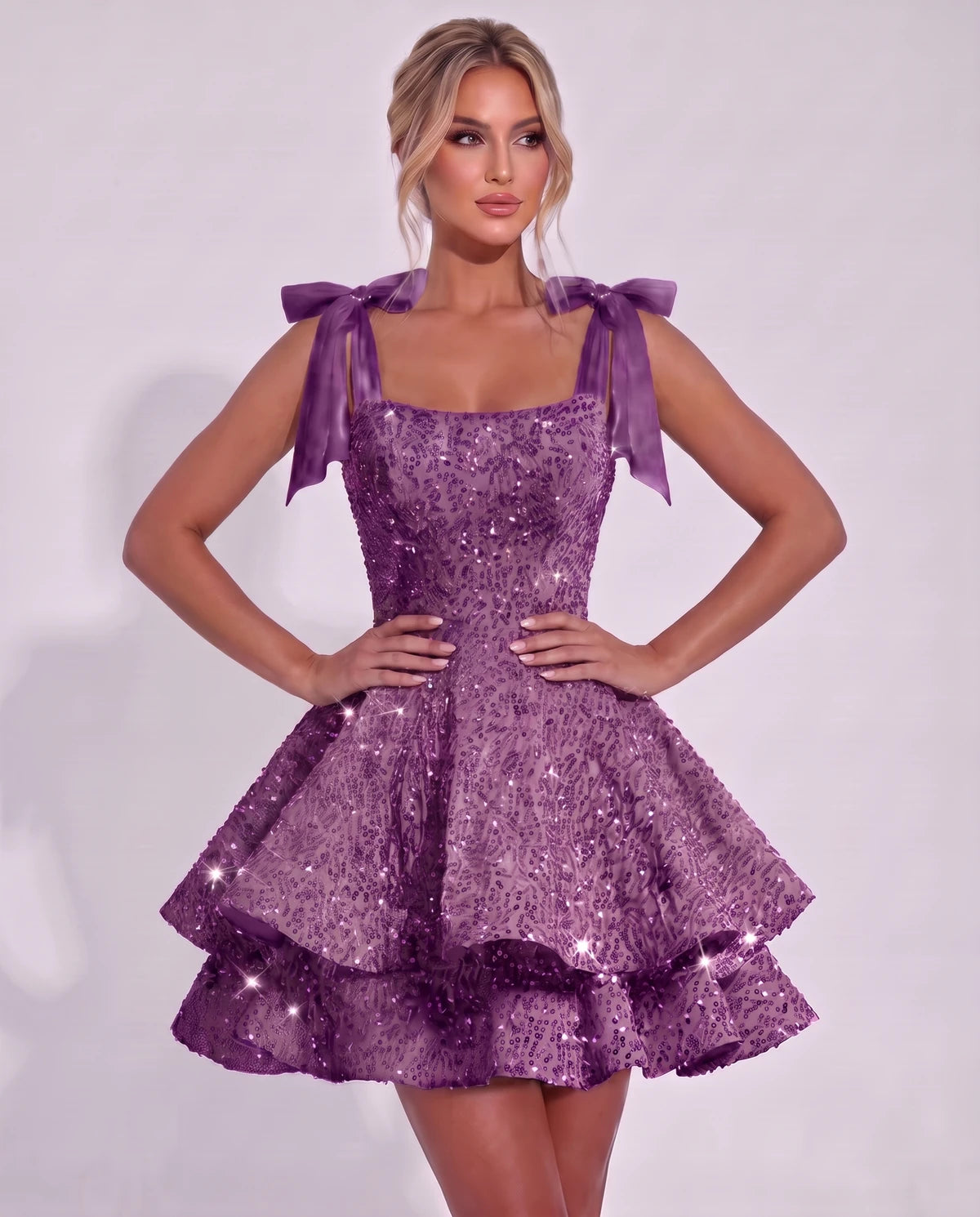 Astoria Mini Dress — Purple | SKU: SD-69926-purple-2,SD-69926-purple-4,SD-69926-purple-6,SD-69926-purple-8,SD-69926-purple-10,SD-69926-purple-12,SD-69926-purple-14,SD-69926-purple-16,SD-69926-purple-16W,SD-69926-purple-18W,SD-69926-purple-20W,SD-69926-purple-22W