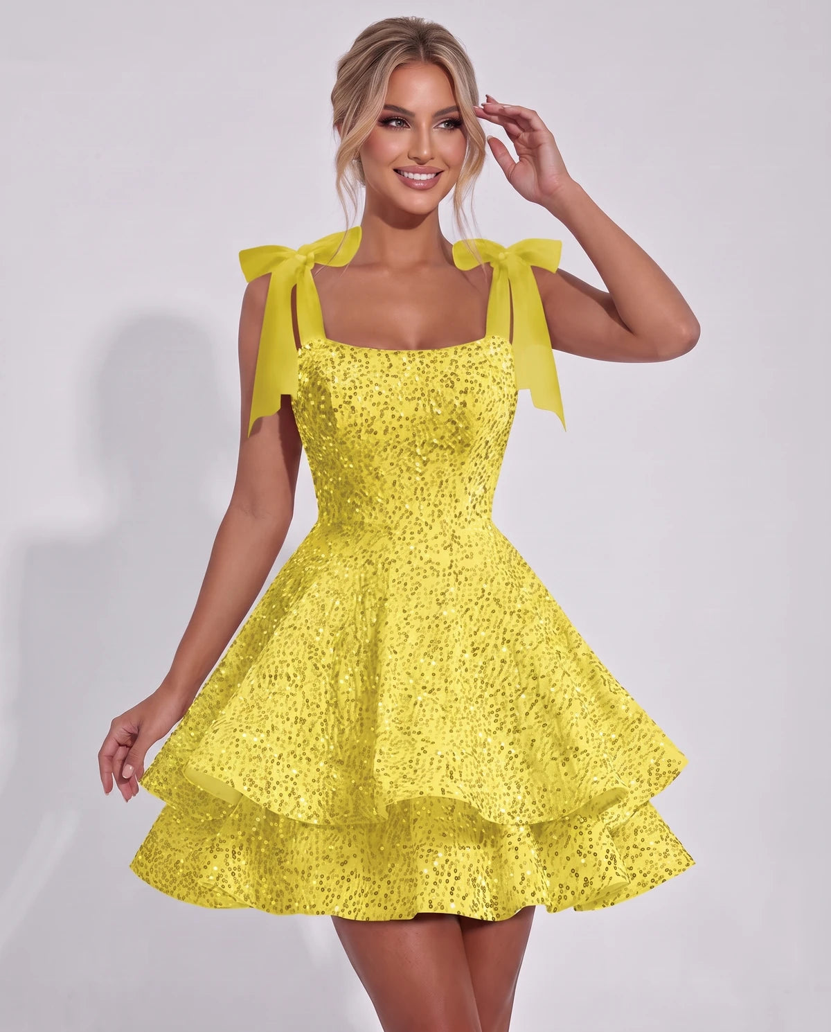 Astoria Mini Dress — Yellow | SKU: SD-69926-yellow-2,SD-69926-yellow-4,SD-69926-yellow-6,SD-69926-yellow-8,SD-69926-yellow-10,SD-69926-yellow-12,SD-69926-yellow-14,SD-69926-yellow-16,SD-69926-yellow-16W,SD-69926-yellow-18W,SD-69926-yellow-20W,SD-69926-yellow-22W