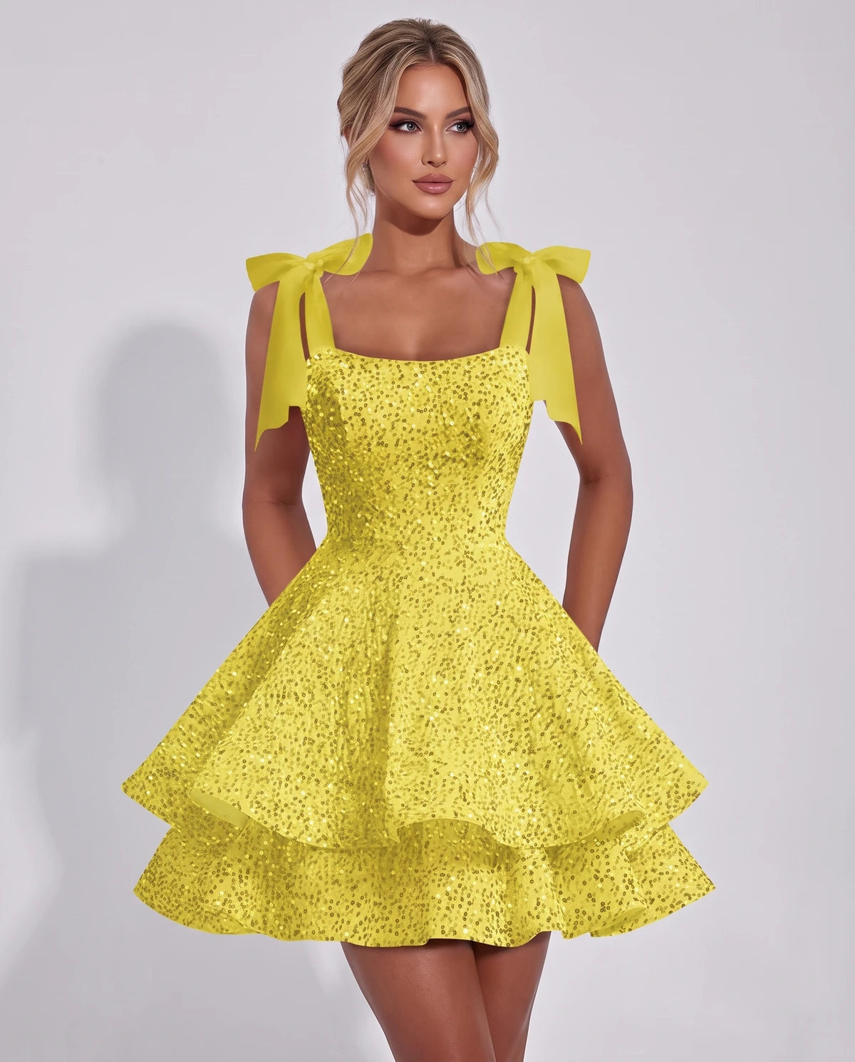 Astoria Mini Dress — Yellow | SKU: SD-69926-yellow-2,SD-69926-yellow-4,SD-69926-yellow-6,SD-69926-yellow-8,SD-69926-yellow-10,SD-69926-yellow-12,SD-69926-yellow-14,SD-69926-yellow-16,SD-69926-yellow-16W,SD-69926-yellow-18W,SD-69926-yellow-20W,SD-69926-yellow-22W