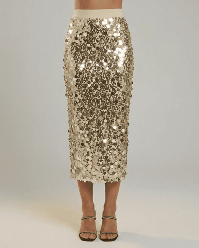 Aureline Midi Skirt by SLIMONA – sequin high waist bodycon midi skirt perfect for formal occasions.