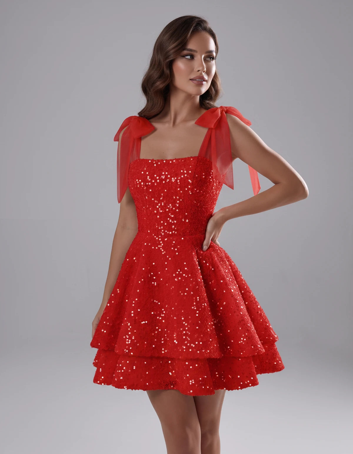 Auriane Mini Dress — Red | SKU: SD-54780-red-2,SD-54780-red-4,SD-54780-red-6,SD-54780-red-8,SD-54780-red-10,SD-54780-red-12,SD-54780-red-14,SD-54780-red-16,SD-54780-red-16W,SD-54780-red-18W,SD-54780-red-20W,SD-54780-red-22W