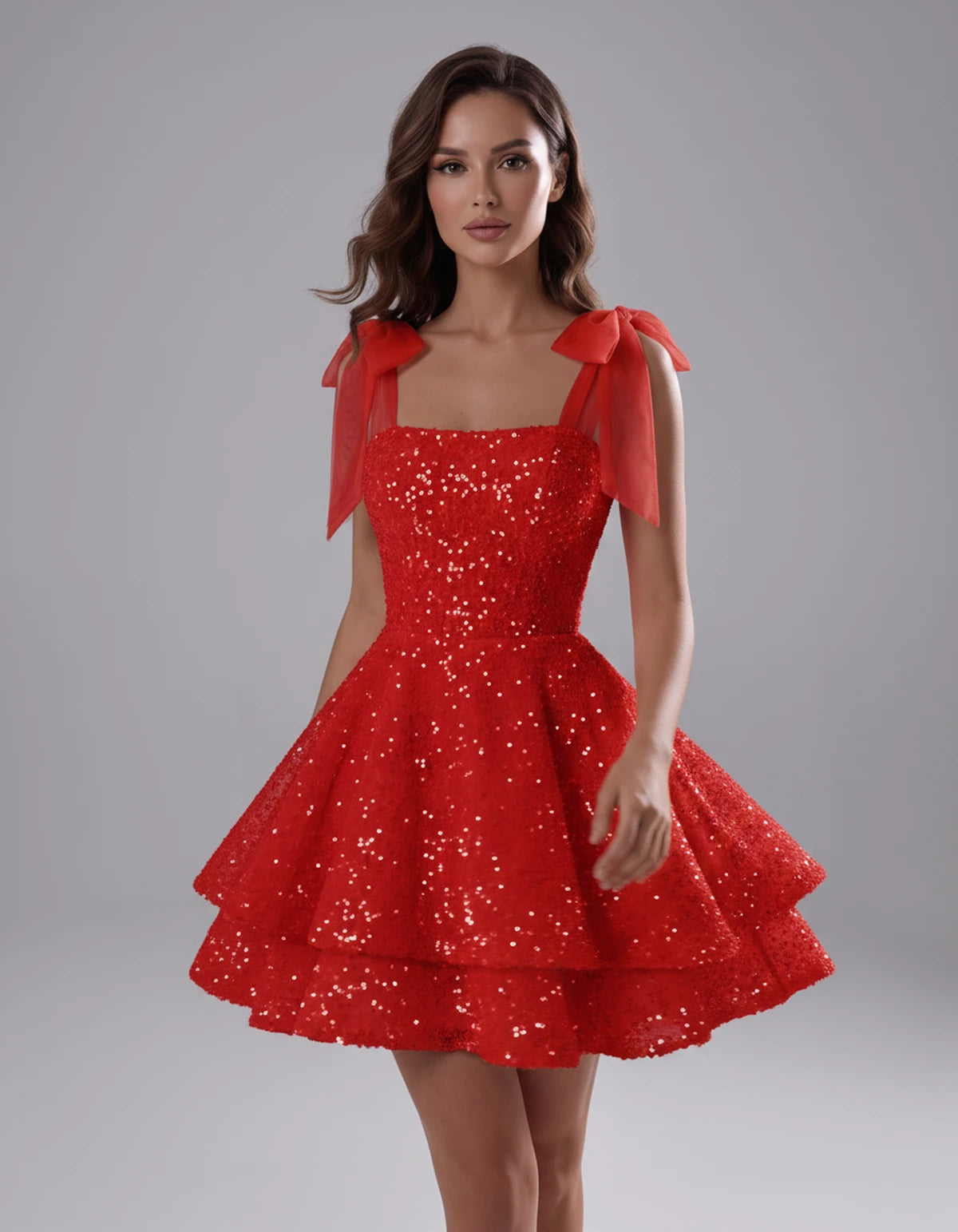 Auriane Mini Dress — Red | SKU: SD-54780-red-2,SD-54780-red-4,SD-54780-red-6,SD-54780-red-8,SD-54780-red-10,SD-54780-red-12,SD-54780-red-14,SD-54780-red-16,SD-54780-red-16W,SD-54780-red-18W,SD-54780-red-20W,SD-54780-red-22W