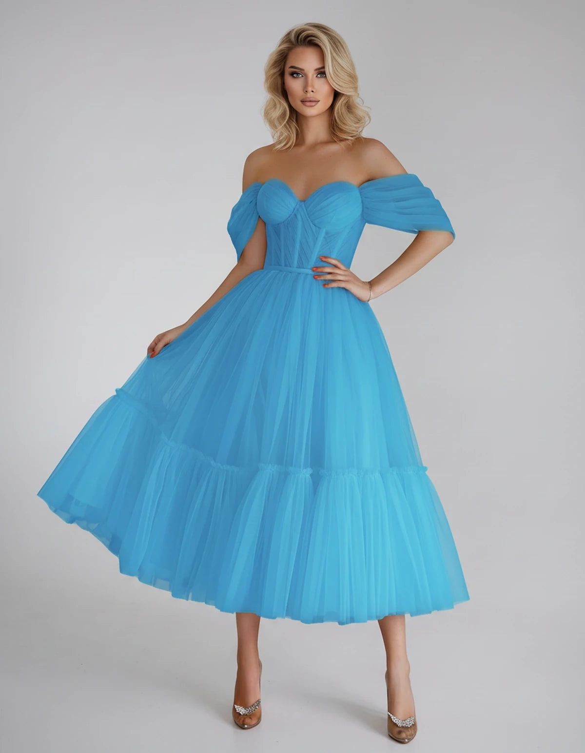 Azurine Midi Dresses — A Blue | SKU: SD-99025-ablue-2,SD-99025-ablue-4,SD-99025-ablue-6,SD-99025-ablue-8,SD-99025-ablue-10,SD-99025-ablue-12,SD-99025-ablue-14,SD-99025-ablue-16,SD-99025-ablue-16W,SD-99025-ablue-18W,SD-99025-ablue-20W,SD-99025-ablue-22W