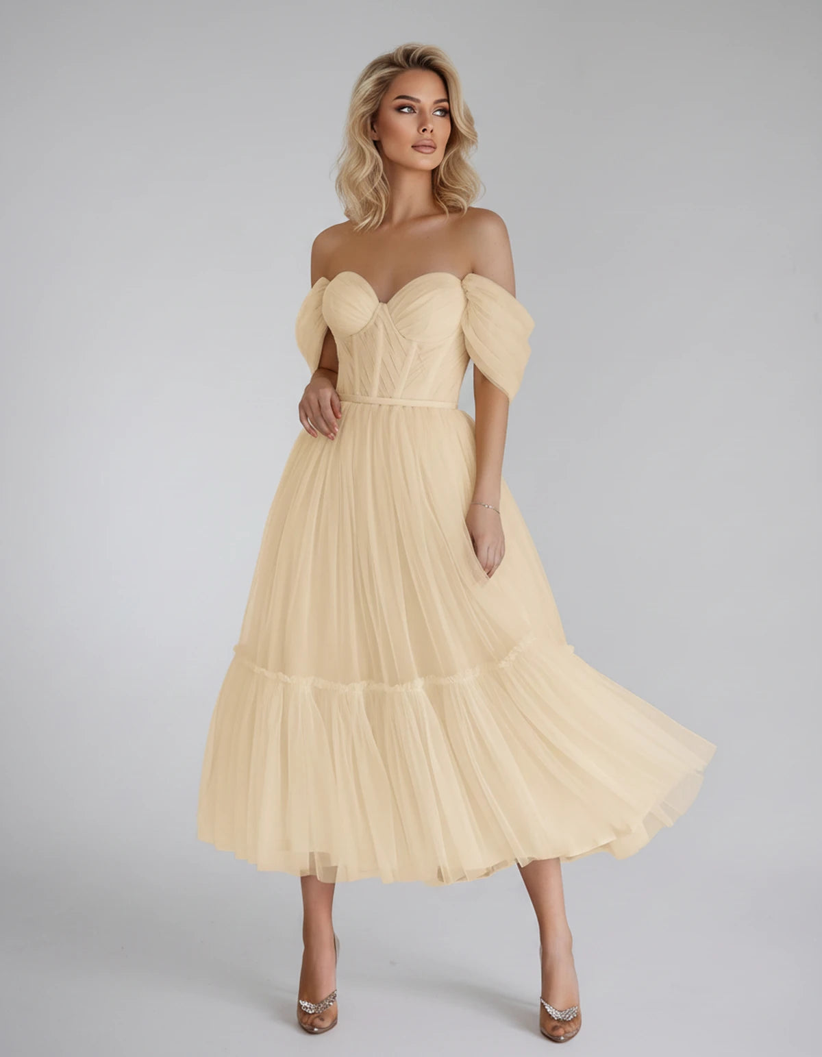 Azurine Midi Dresses — A Champagne | SKU: SD-99025-achampagne-2,SD-99025-achampagne-4,SD-99025-achampagne-6,SD-99025-achampagne-8,SD-99025-achampagne-10,SD-99025-achampagne-12,SD-99025-achampagne-14,SD-99025-achampagne-16,SD-99025-achampagne-16W,SD-99025-achampagne-18W,SD-99025-achampagne-20W,SD-99025-achampagne-22W