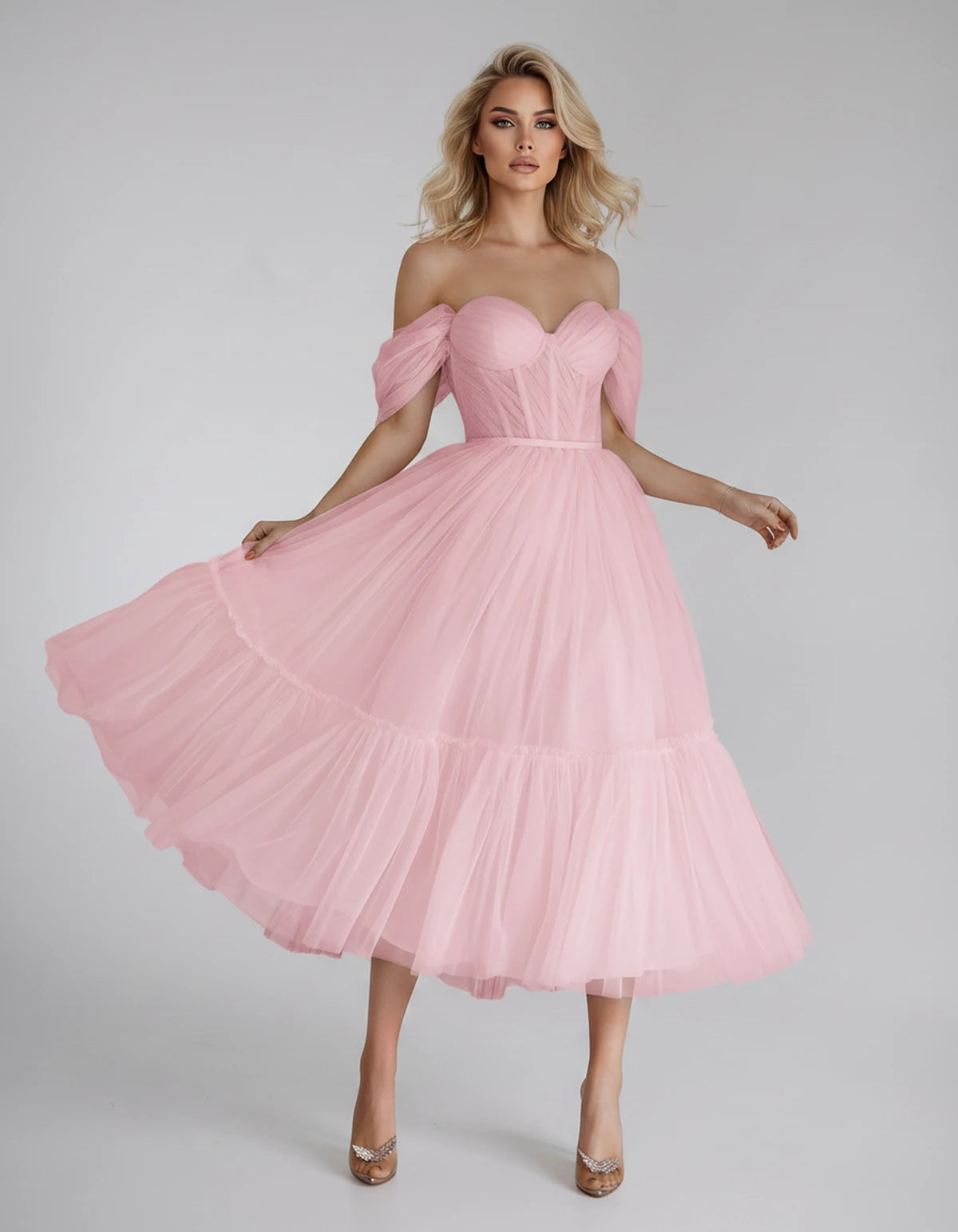 Azurine Midi Dresses — A Pink | SKU: SD-99025-apink-2,SD-99025-apink-4,SD-99025-apink-6,SD-99025-apink-8,SD-99025-apink-10,SD-99025-apink-12,SD-99025-apink-14,SD-99025-apink-16,SD-99025-apink-16W,SD-99025-apink-18W,SD-99025-apink-20W,SD-99025-apink-22W