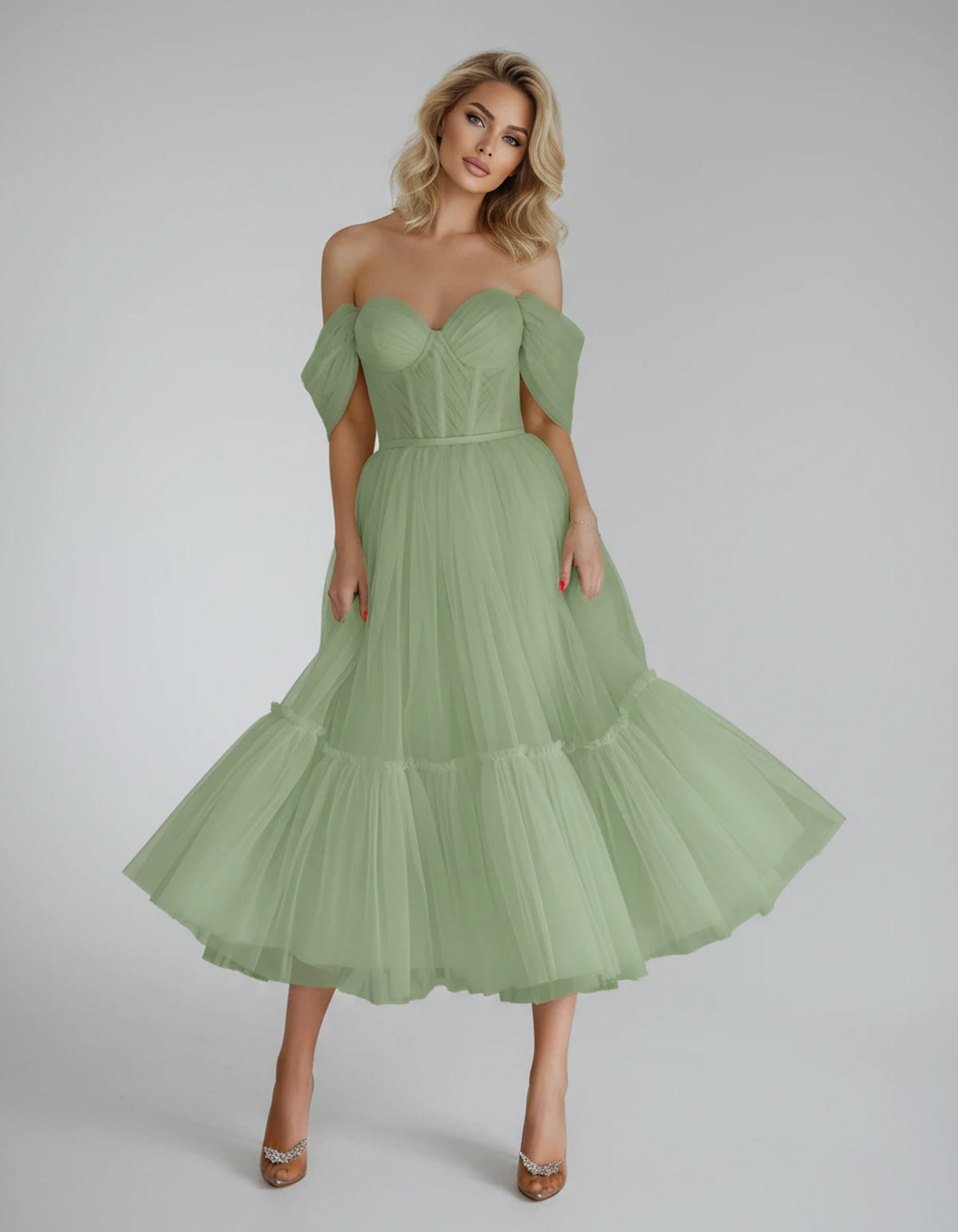 Azurine Midi Dresses — A Sage Green | SKU: SD-99025-asagegreen-2,SD-99025-asagegreen-4,SD-99025-asagegreen-6,SD-99025-asagegreen-8,SD-99025-asagegreen-10,SD-99025-asagegreen-12,SD-99025-asagegreen-14,SD-99025-asagegreen-16,SD-99025-asagegreen-16W,SD-99025-asagegreen-18W,SD-99025-asagegreen-20W,SD-99025-asagegreen-22W