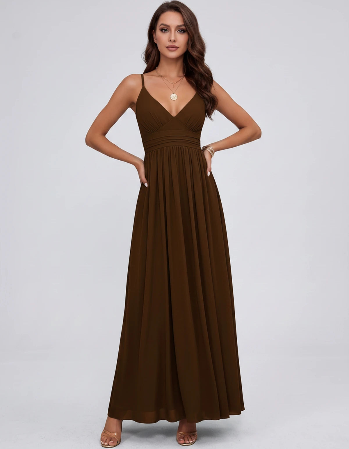Belisse Maxi Dress — Brown | SKU: SD-82788-brown-2,SD-82788-brown-4,SD-82788-brown-6,SD-82788-brown-8,SD-82788-brown-10,SD-82788-brown-12,SD-82788-brown-14,SD-82788-brown-16,SD-82788-brown-16W,SD-82788-brown-18W,SD-82788-brown-20W,SD-82788-brown-22W