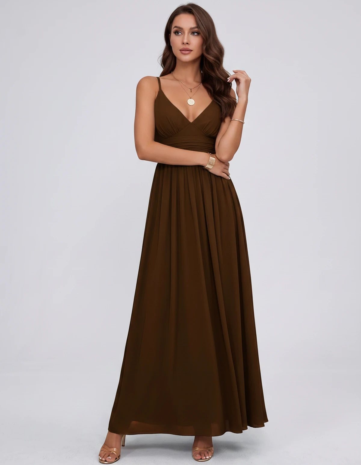 Belisse Maxi Dress — Brown | SKU: SD-82788-brown-2,SD-82788-brown-4,SD-82788-brown-6,SD-82788-brown-8,SD-82788-brown-10,SD-82788-brown-12,SD-82788-brown-14,SD-82788-brown-16,SD-82788-brown-16W,SD-82788-brown-18W,SD-82788-brown-20W,SD-82788-brown-22W