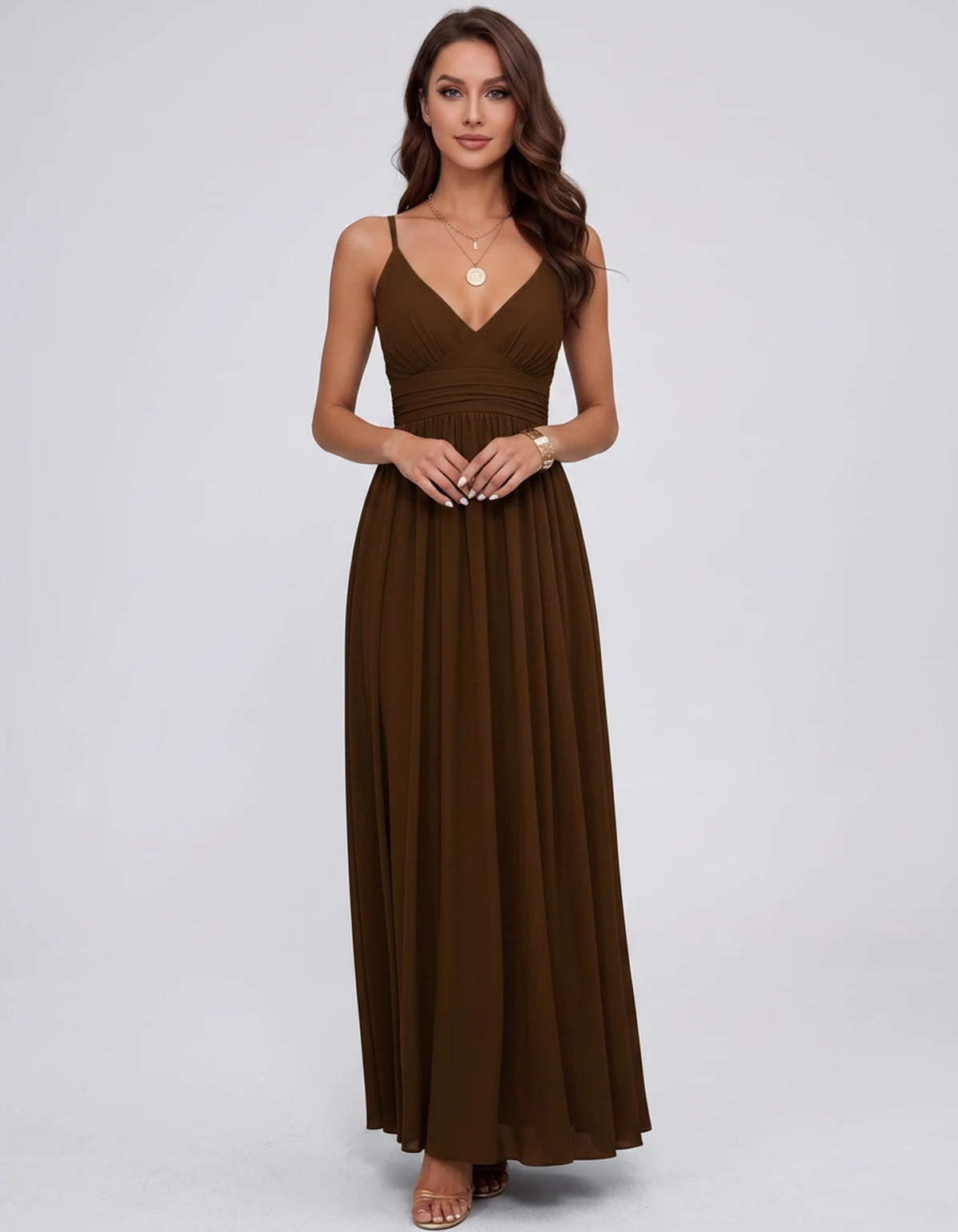 Belisse Maxi Dress — Brown | SKU: SD-82788-brown-2,SD-82788-brown-4,SD-82788-brown-6,SD-82788-brown-8,SD-82788-brown-10,SD-82788-brown-12,SD-82788-brown-14,SD-82788-brown-16,SD-82788-brown-16W,SD-82788-brown-18W,SD-82788-brown-20W,SD-82788-brown-22W