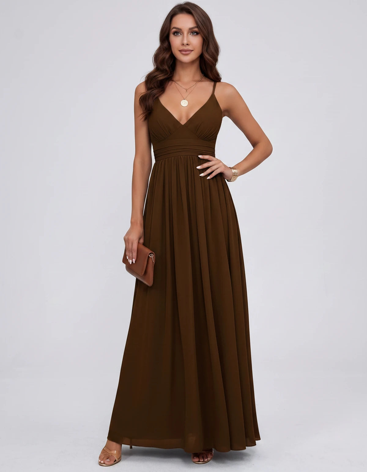Belisse Maxi Dress — Brown | SKU: SD-82788-brown-2,SD-82788-brown-4,SD-82788-brown-6,SD-82788-brown-8,SD-82788-brown-10,SD-82788-brown-12,SD-82788-brown-14,SD-82788-brown-16,SD-82788-brown-16W,SD-82788-brown-18W,SD-82788-brown-20W,SD-82788-brown-22W
