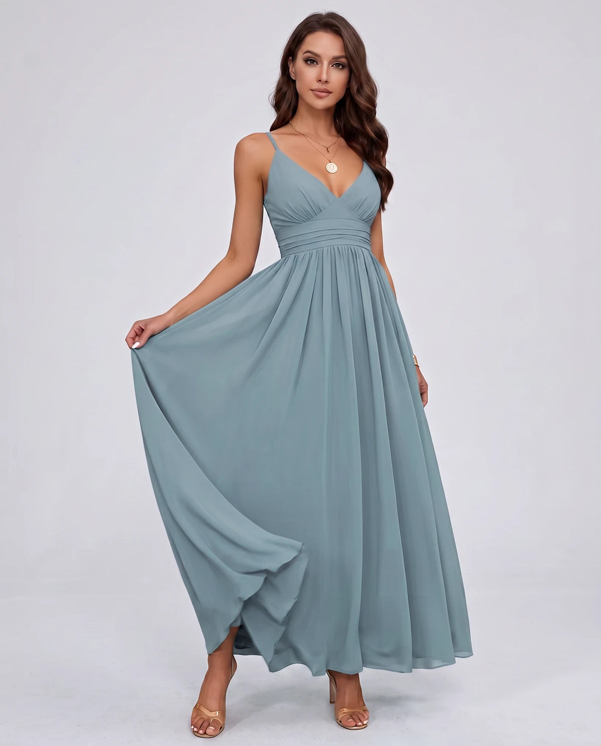 Belisse Maxi Dress — Dusty Blue