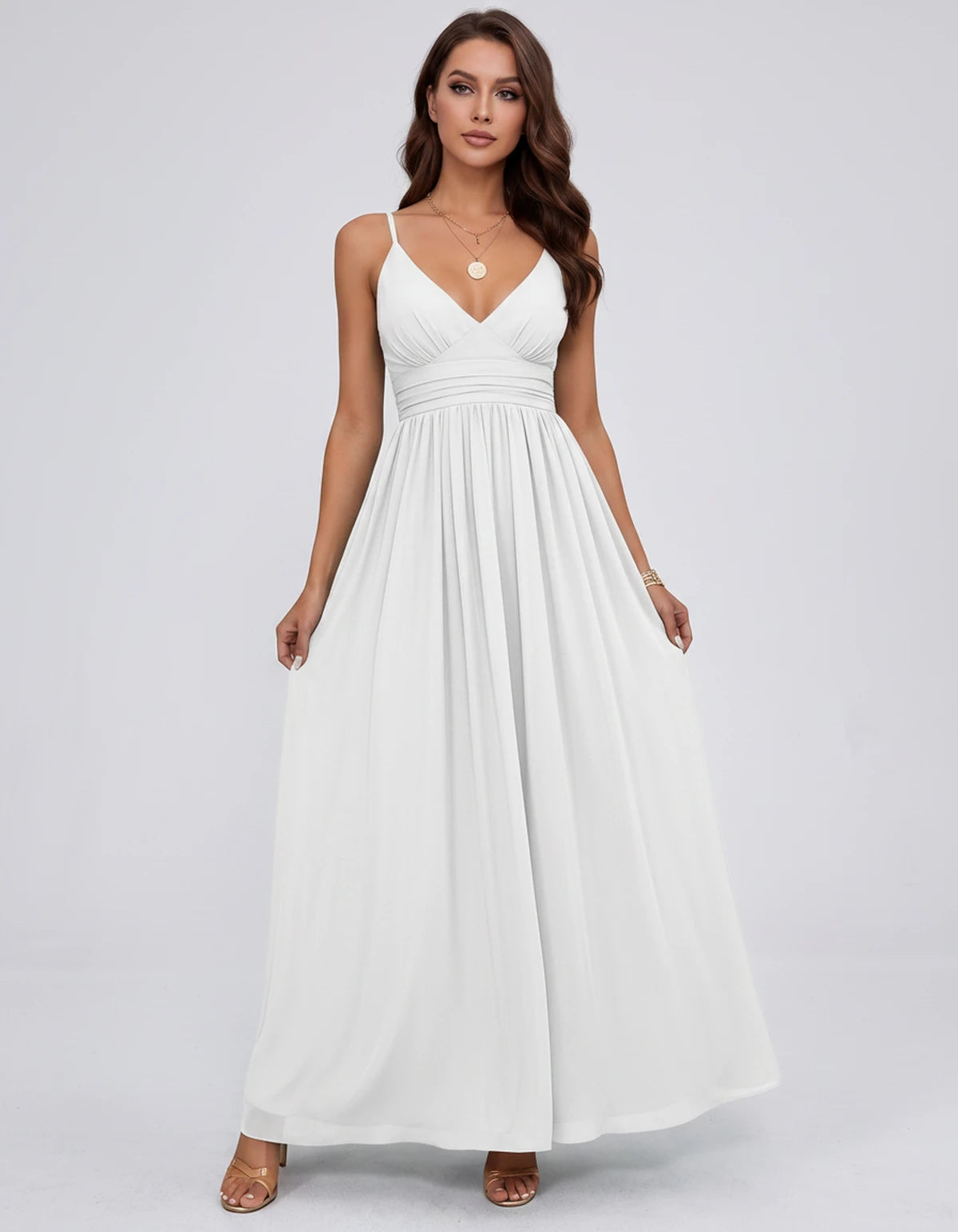 Belisse Maxi Dress — White | SKU: SD-82788-white-2,SD-82788-white-4,SD-82788-white-6,SD-82788-white-8,SD-82788-white-10,SD-82788-white-12,SD-82788-white-14,SD-82788-white-16,SD-82788-white-16W,SD-82788-white-18W,SD-82788-white-20W,SD-82788-white-22W