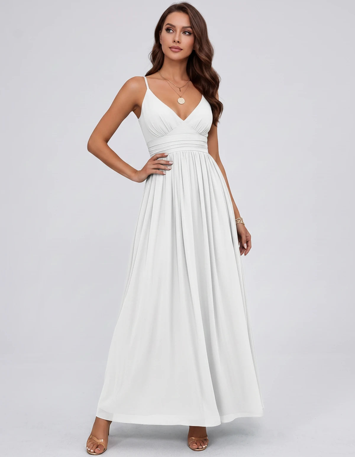 Belisse Maxi Dress — White | SKU: SD-82788-white-2,SD-82788-white-4,SD-82788-white-6,SD-82788-white-8,SD-82788-white-10,SD-82788-white-12,SD-82788-white-14,SD-82788-white-16,SD-82788-white-16W,SD-82788-white-18W,SD-82788-white-20W,SD-82788-white-22W