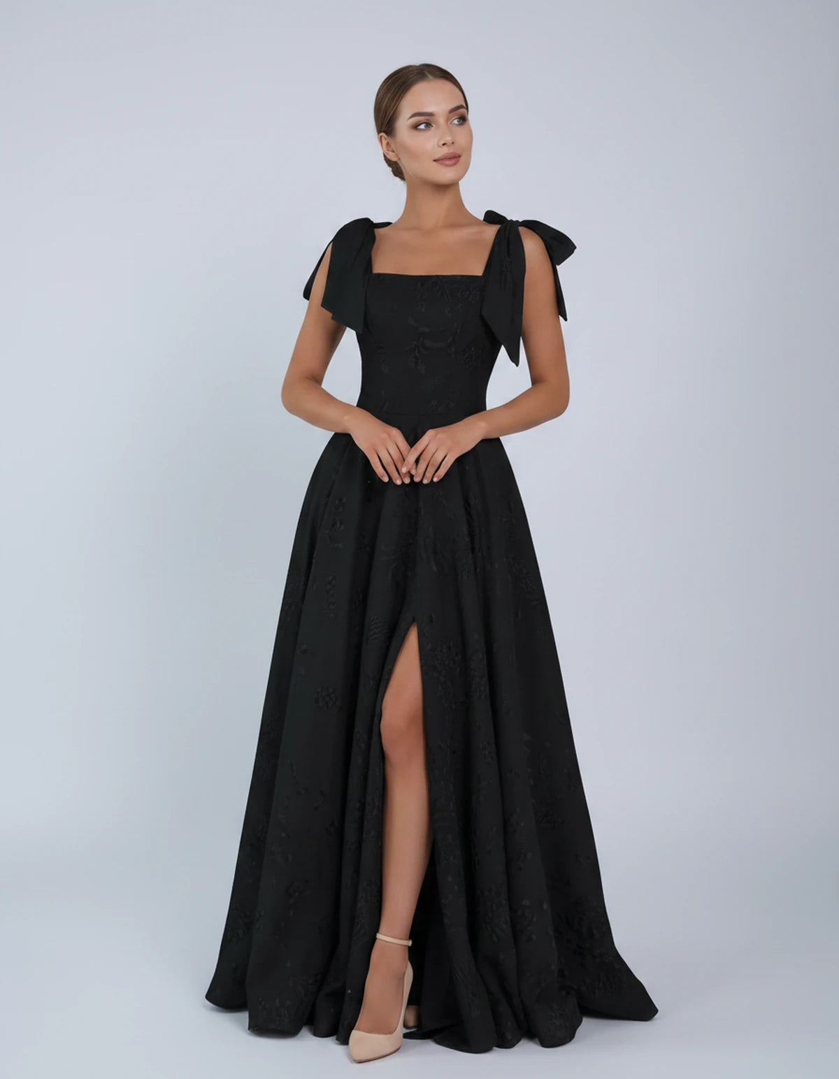Bellamy Maxi Dress — Black | SKU: SD-00075-black-2,SD-00075-black-4,SD-00075-black-6,SD-00075-black-8,SD-00075-black-10,SD-00075-black-12,SD-00075-black-14,SD-00075-black-16,SD-00075-black-16W,SD-00075-black-18W,SD-00075-black-20W,SD-00075-black-22W