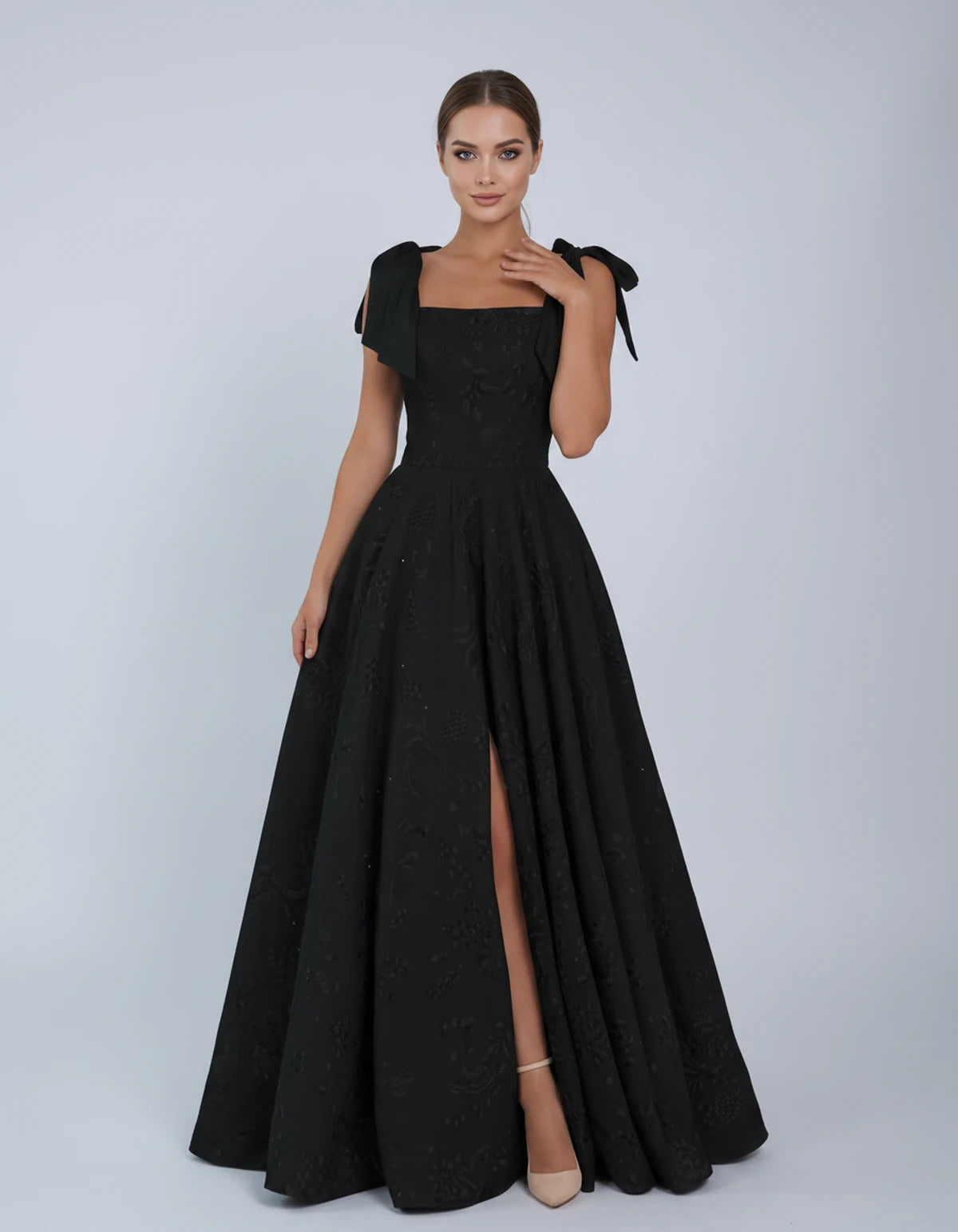 Bellamy Maxi Dress — Black | SKU: SD-00075-black-2,SD-00075-black-4,SD-00075-black-6,SD-00075-black-8,SD-00075-black-10,SD-00075-black-12,SD-00075-black-14,SD-00075-black-16,SD-00075-black-16W,SD-00075-black-18W,SD-00075-black-20W,SD-00075-black-22W