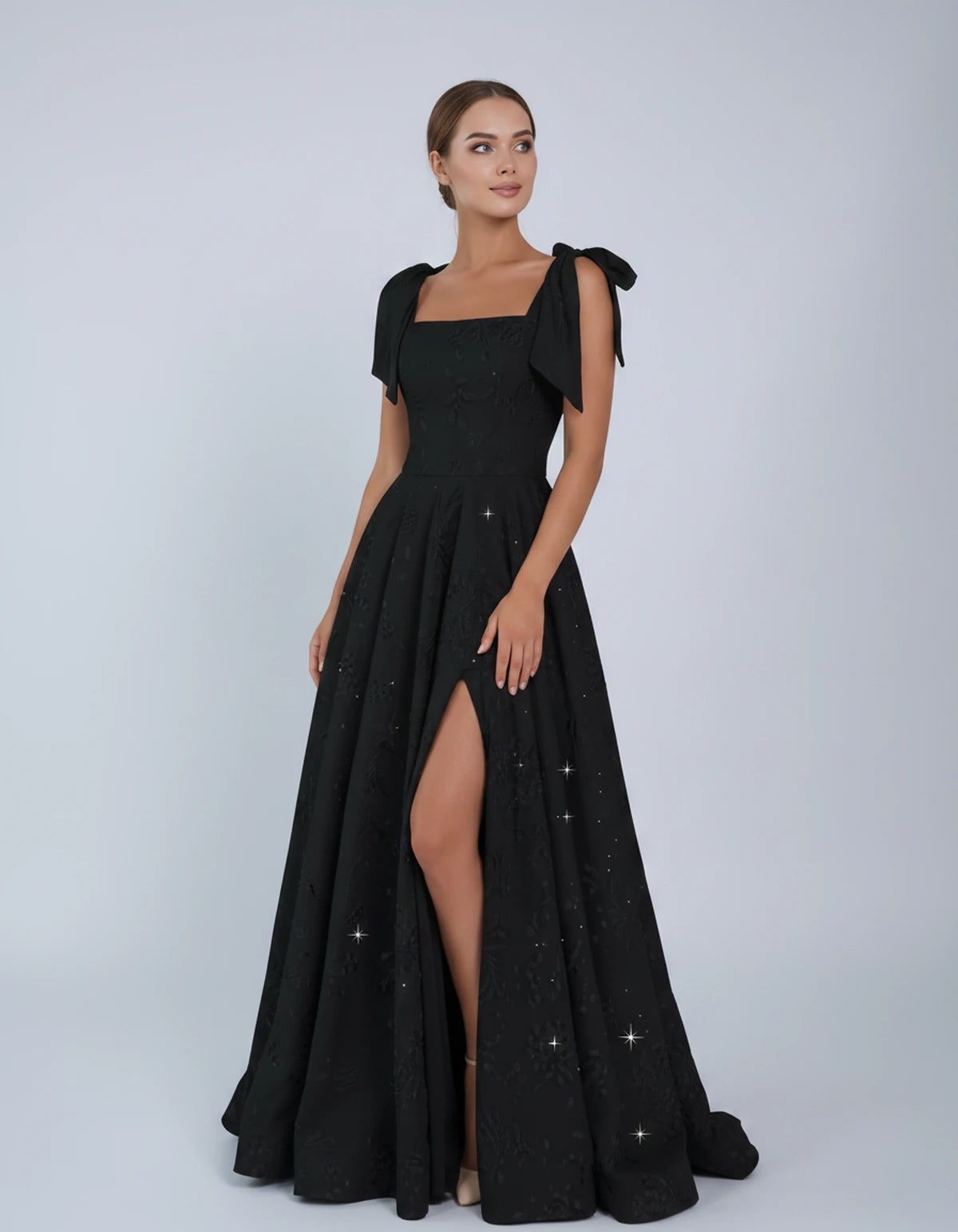 Bellamy Maxi Dress — Black | SKU: SD-00075-black-2,SD-00075-black-4,SD-00075-black-6,SD-00075-black-8,SD-00075-black-10,SD-00075-black-12,SD-00075-black-14,SD-00075-black-16,SD-00075-black-16W,SD-00075-black-18W,SD-00075-black-20W,SD-00075-black-22W