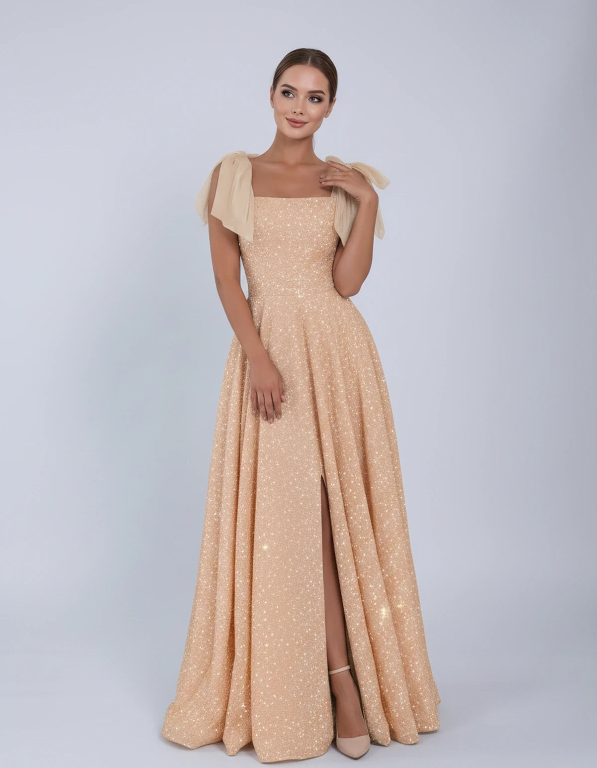 Bellamy Maxi Dress — Champagne | SKU: SD-00075-champagne-2,SD-00075-champagne-4,SD-00075-champagne-6,SD-00075-champagne-8,SD-00075-champagne-10,SD-00075-champagne-12,SD-00075-champagne-14,SD-00075-champagne-16,SD-00075-champagne-16W,SD-00075-champagne-18W,SD-00075-champagne-20W,SD-00075-champagne-22W