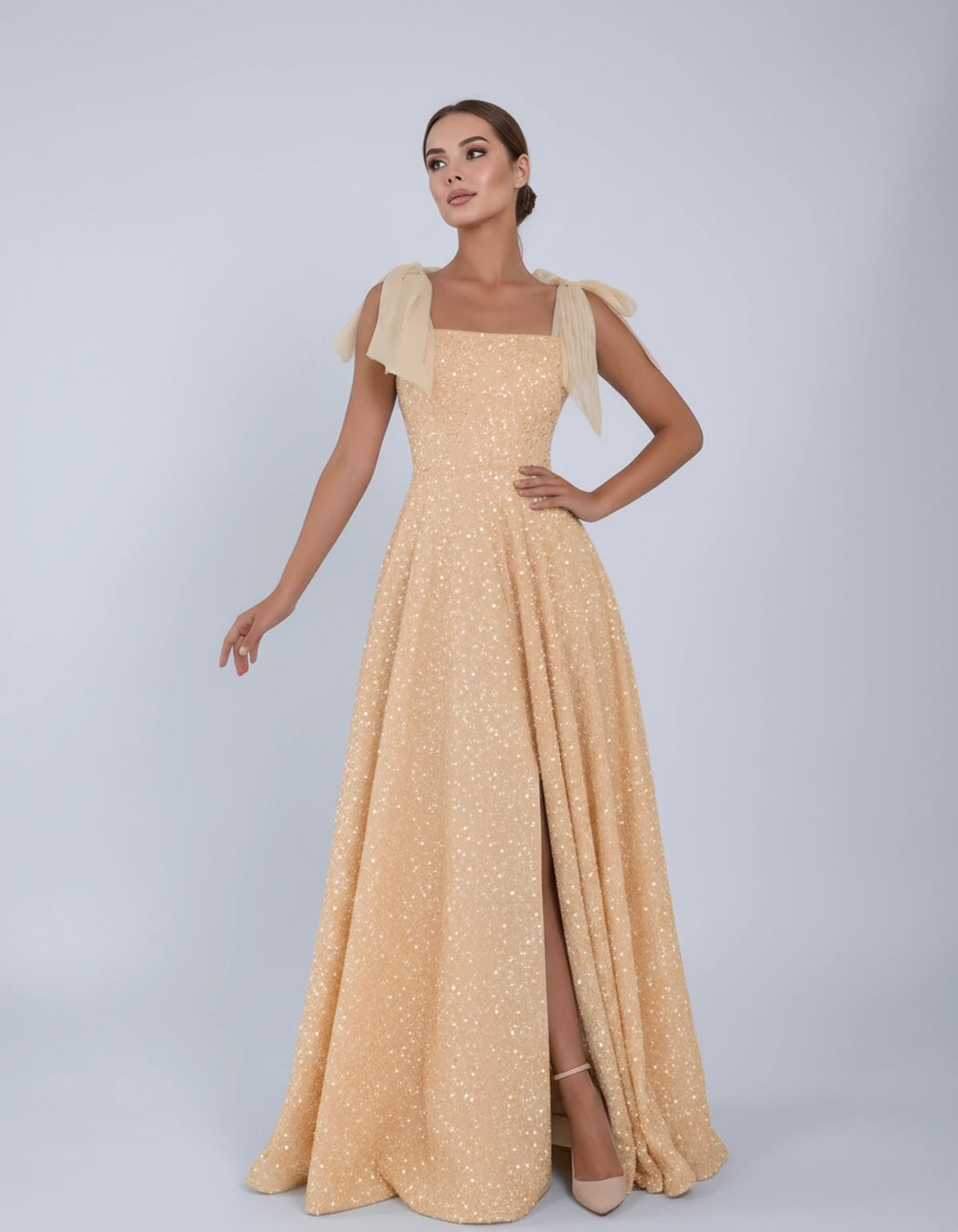 Bellamy Maxi Dress — Gold | SKU: SD-00075-gold-2,SD-00075-gold-4,SD-00075-gold-6,SD-00075-gold-8,SD-00075-gold-10,SD-00075-gold-12,SD-00075-gold-14,SD-00075-gold-16,SD-00075-gold-16W,SD-00075-gold-18W,SD-00075-gold-20W,SD-00075-gold-22W