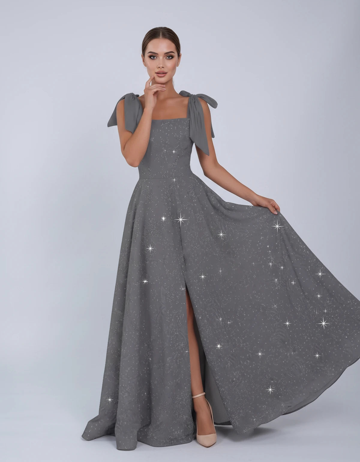 Bellamy Maxi Dress — Grey | SKU: SD-00075-grey-2,SD-00075-grey-4,SD-00075-grey-6,SD-00075-grey-8,SD-00075-grey-10,SD-00075-grey-12,SD-00075-grey-14,SD-00075-grey-16,SD-00075-grey-16W,SD-00075-grey-18W,SD-00075-grey-20W,SD-00075-grey-22W