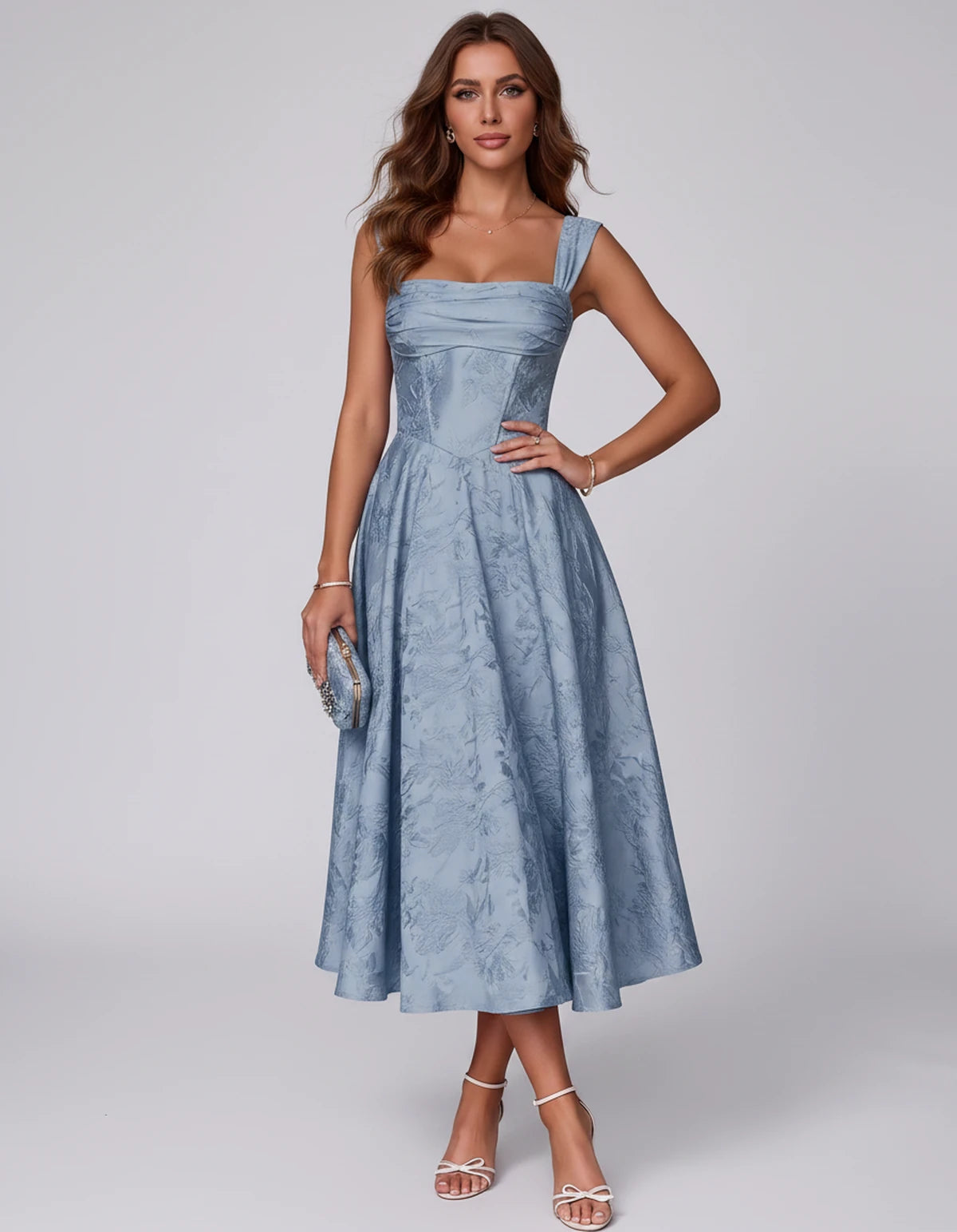 Bellerose Midi Dresses — Dusty Blue | SKU: SD-42237-dustyblue-2,SD-42237-dustyblue-4,SD-42237-dustyblue-6,SD-42237-dustyblue-8,SD-42237-dustyblue-10,SD-42237-dustyblue-12,SD-42237-dustyblue-14,SD-42237-dustyblue-16,SD-42237-dustyblue-16W,SD-42237-dustyblue-18W,SD-42237-dustyblue-20W,SD-42237-dustyblue-22W