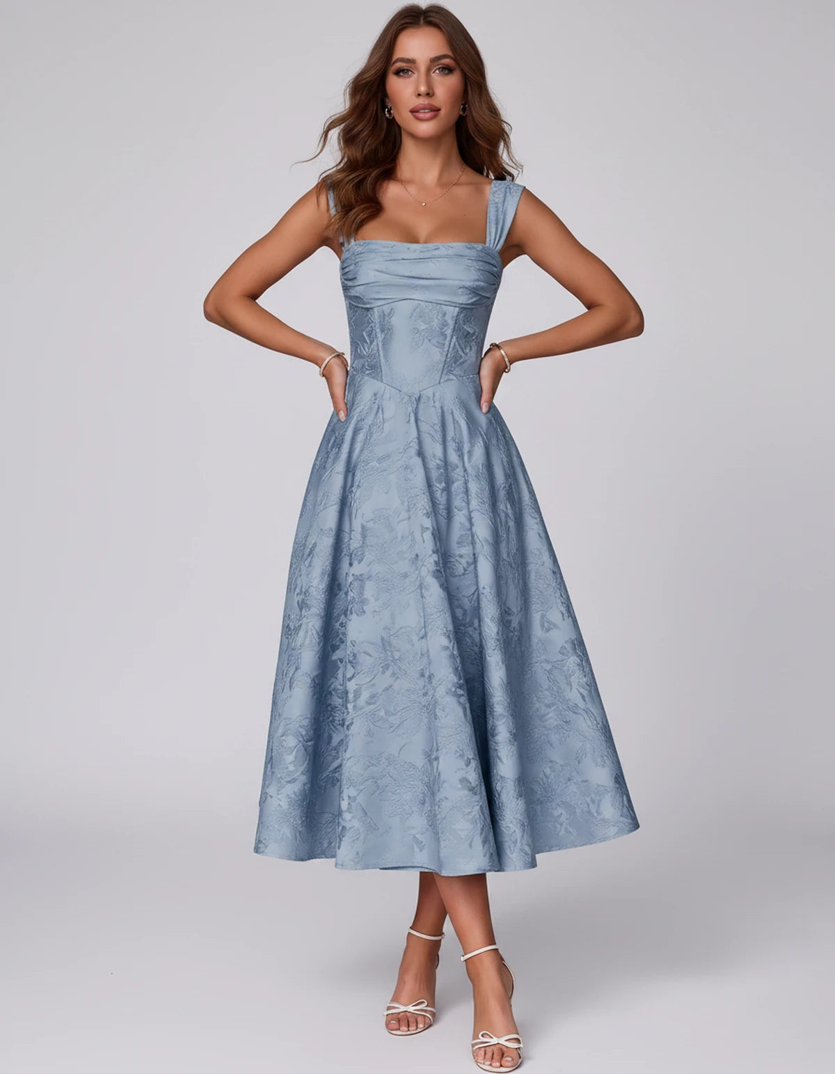 Bellerose Midi Dresses — Dusty Blue | SKU: SD-42237-dustyblue-2,SD-42237-dustyblue-4,SD-42237-dustyblue-6,SD-42237-dustyblue-8,SD-42237-dustyblue-10,SD-42237-dustyblue-12,SD-42237-dustyblue-14,SD-42237-dustyblue-16,SD-42237-dustyblue-16W,SD-42237-dustyblue-18W,SD-42237-dustyblue-20W,SD-42237-dustyblue-22W