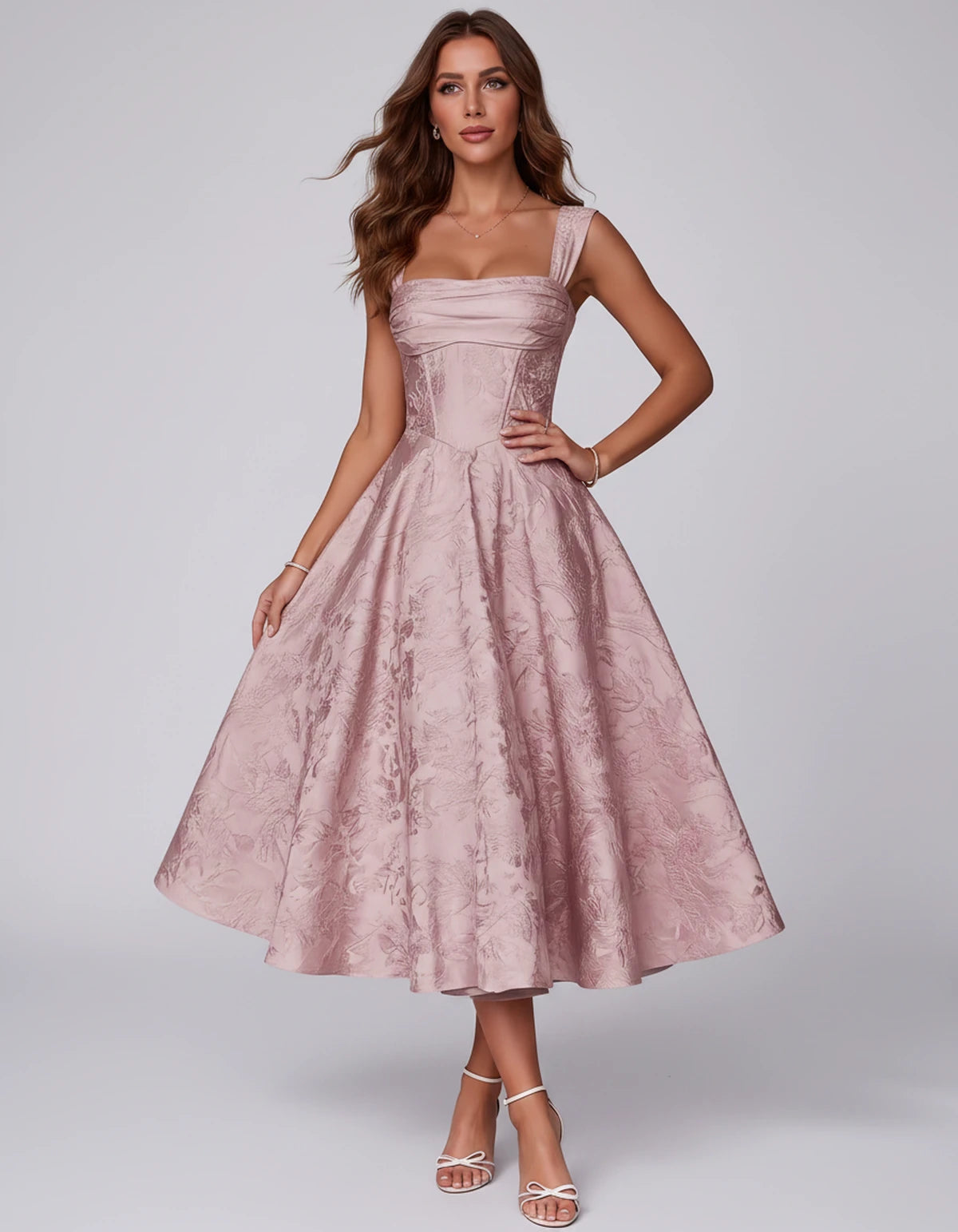 Bellerose Midi Dresses — Dusty Pink | SKU: SD-42237-dustypink-2,SD-42237-dustypink-4,SD-42237-dustypink-6,SD-42237-dustypink-8,SD-42237-dustypink-10,SD-42237-dustypink-12,SD-42237-dustypink-14,SD-42237-dustypink-16,SD-42237-dustypink-16W,SD-42237-dustypink-18W,SD-42237-dustypink-20W,SD-42237-dustypink-22W