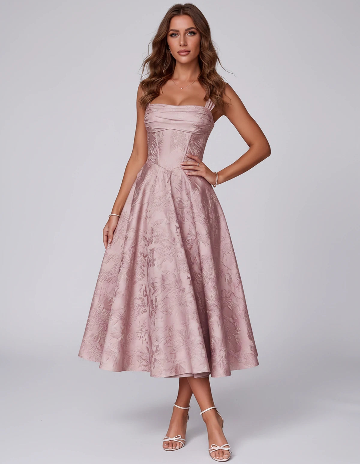 Bellerose Midi Dresses — Dusty Pink | SKU: SD-42237-dustypink-2,SD-42237-dustypink-4,SD-42237-dustypink-6,SD-42237-dustypink-8,SD-42237-dustypink-10,SD-42237-dustypink-12,SD-42237-dustypink-14,SD-42237-dustypink-16,SD-42237-dustypink-16W,SD-42237-dustypink-18W,SD-42237-dustypink-20W,SD-42237-dustypink-22W