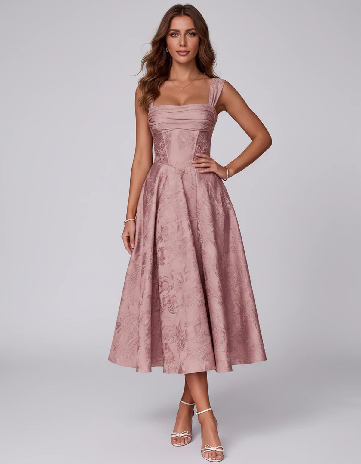 Bellerose Midi Dresses — Dusty Rose | SKU: SD-42237-dustyrose-2,SD-42237-dustyrose-4,SD-42237-dustyrose-6,SD-42237-dustyrose-8,SD-42237-dustyrose-10,SD-42237-dustyrose-12,SD-42237-dustyrose-14,SD-42237-dustyrose-16,SD-42237-dustyrose-16W,SD-42237-dustyrose-18W,SD-42237-dustyrose-20W,SD-42237-dustyrose-22W