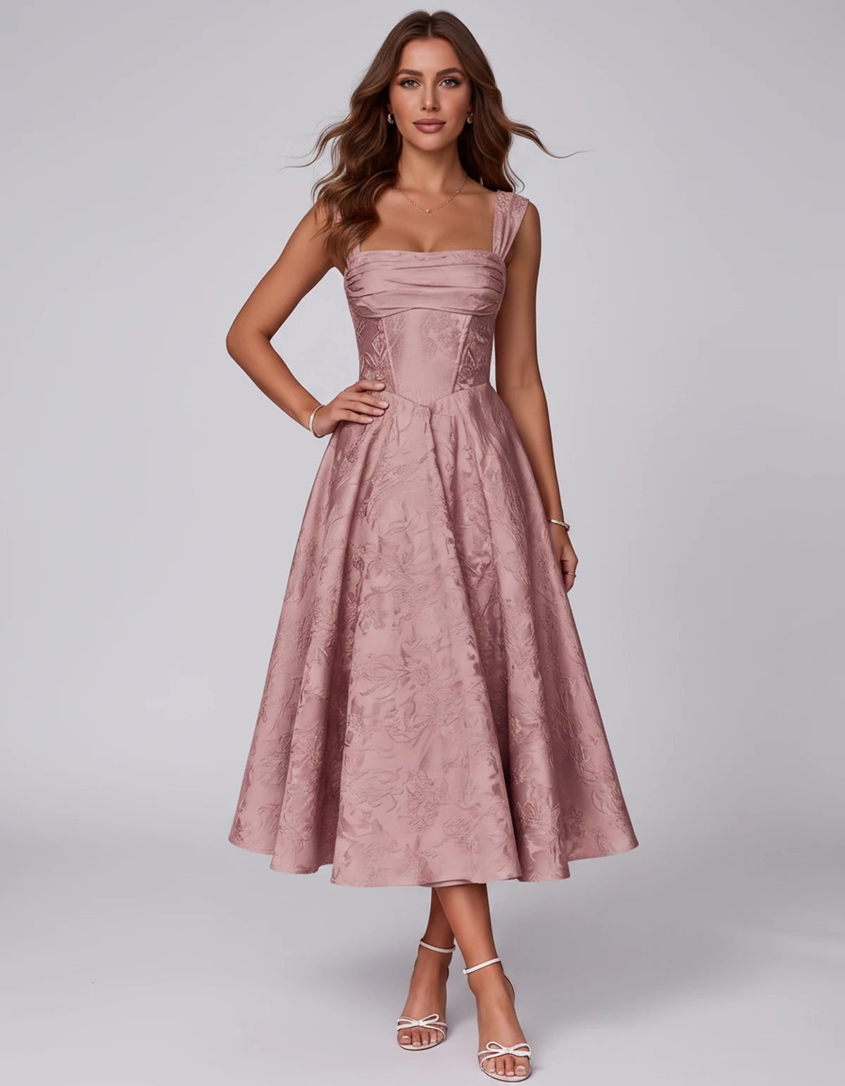 Bellerose Midi Dresses — Dusty Rose | SKU: SD-42237-dustyrose-2,SD-42237-dustyrose-4,SD-42237-dustyrose-6,SD-42237-dustyrose-8,SD-42237-dustyrose-10,SD-42237-dustyrose-12,SD-42237-dustyrose-14,SD-42237-dustyrose-16,SD-42237-dustyrose-16W,SD-42237-dustyrose-18W,SD-42237-dustyrose-20W,SD-42237-dustyrose-22W