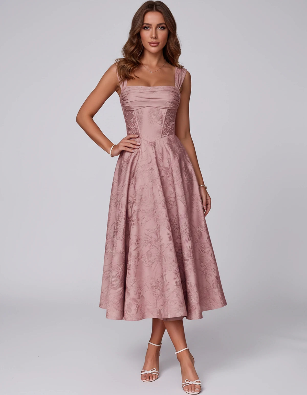 Bellerose Midi Dresses — Dusty Rose | SKU: SD-42237-dustyrose-2,SD-42237-dustyrose-4,SD-42237-dustyrose-6,SD-42237-dustyrose-8,SD-42237-dustyrose-10,SD-42237-dustyrose-12,SD-42237-dustyrose-14,SD-42237-dustyrose-16,SD-42237-dustyrose-16W,SD-42237-dustyrose-18W,SD-42237-dustyrose-20W,SD-42237-dustyrose-22W