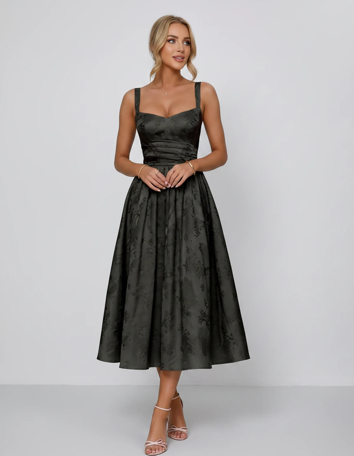 Belvedere Midi Dresses — Black | SKU: SD-84503-black-2,SD-84503-black-4,SD-84503-black-6,SD-84503-black-8,SD-84503-black-10,SD-84503-black-12,SD-84503-black-14,SD-84503-black-16,SD-84503-black-16W,SD-84503-black-18W,SD-84503-black-20W
