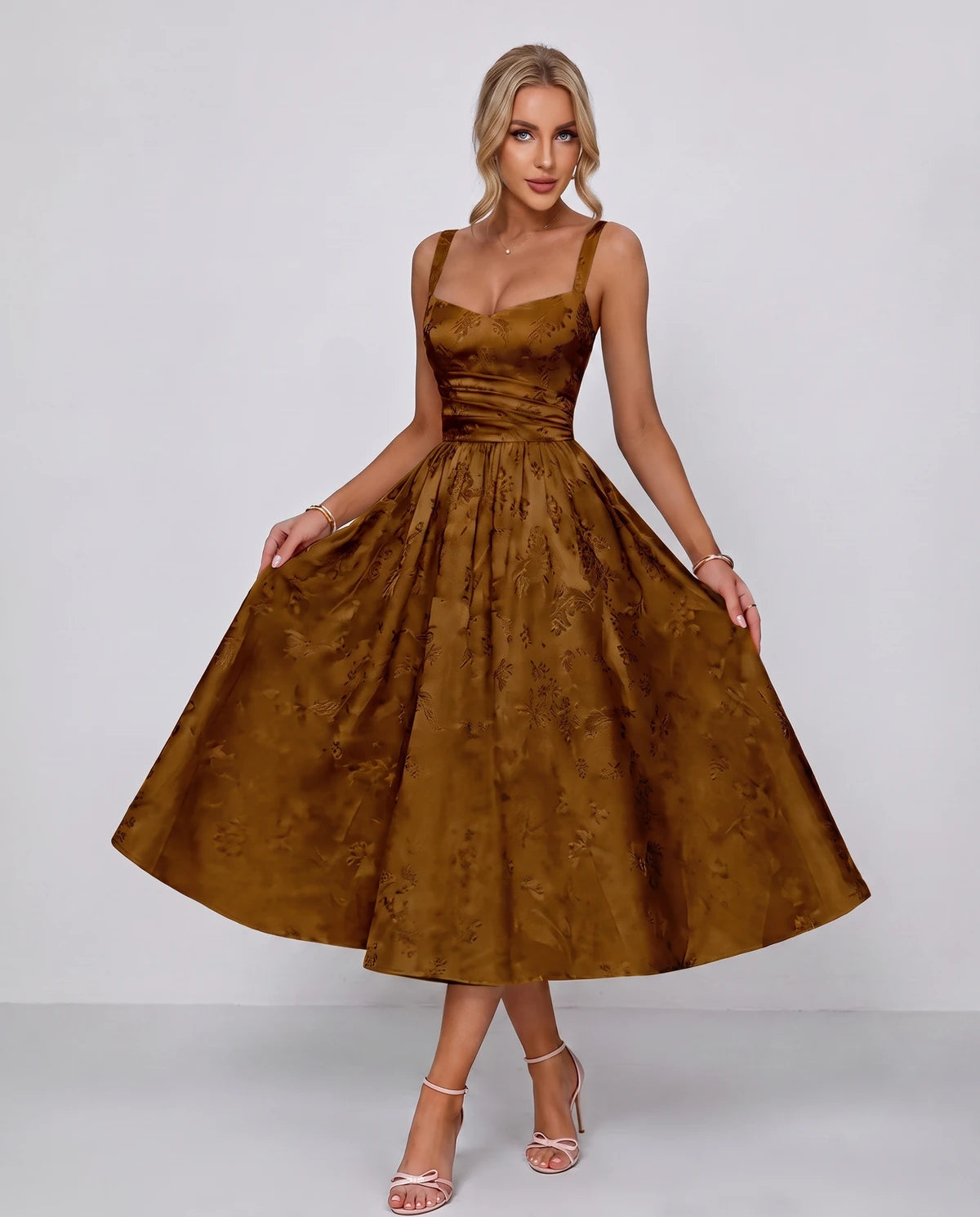 Belvedere Midi Dresses — Burnt Orange