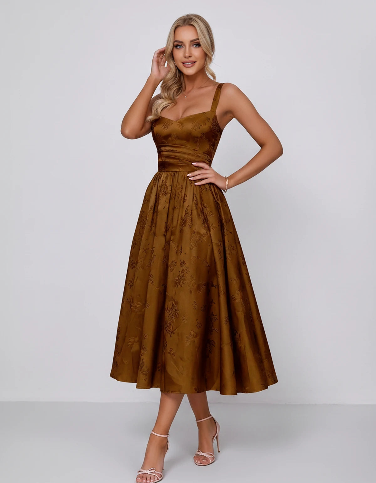 Belvedere Midi Dresses — Burnt Orange | SKU: SD-84503-burntorange-2,SD-84503-burntorange-4,SD-84503-burntorange-6,SD-84503-burntorange-8,SD-84503-burntorange-10,SD-84503-burntorange-12,SD-84503-burntorange-14,SD-84503-burntorange-16,SD-84503-burntorange-16W,SD-84503-burntorange-18W,SD-84503-burntorange-20W