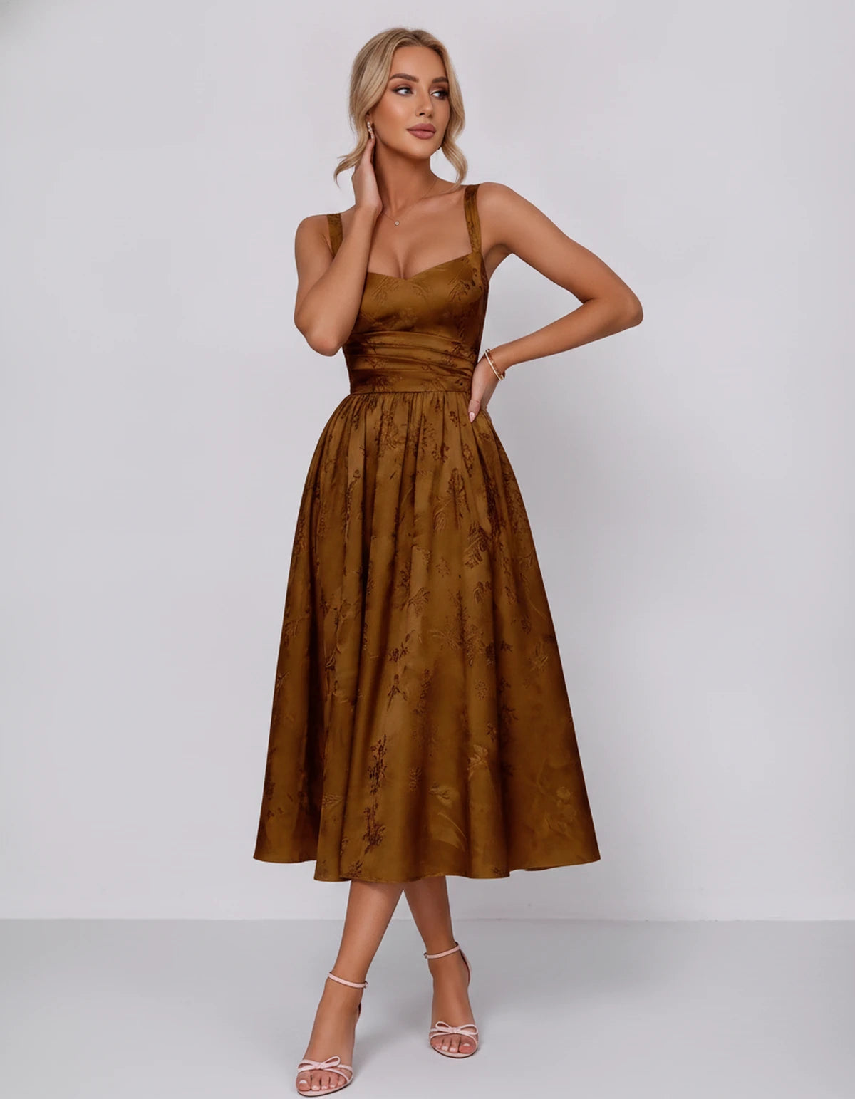 Belvedere Midi Dresses — Burnt Orange | SKU: SD-84503-burntorange-2,SD-84503-burntorange-4,SD-84503-burntorange-6,SD-84503-burntorange-8,SD-84503-burntorange-10,SD-84503-burntorange-12,SD-84503-burntorange-14,SD-84503-burntorange-16,SD-84503-burntorange-16W,SD-84503-burntorange-18W,SD-84503-burntorange-20W