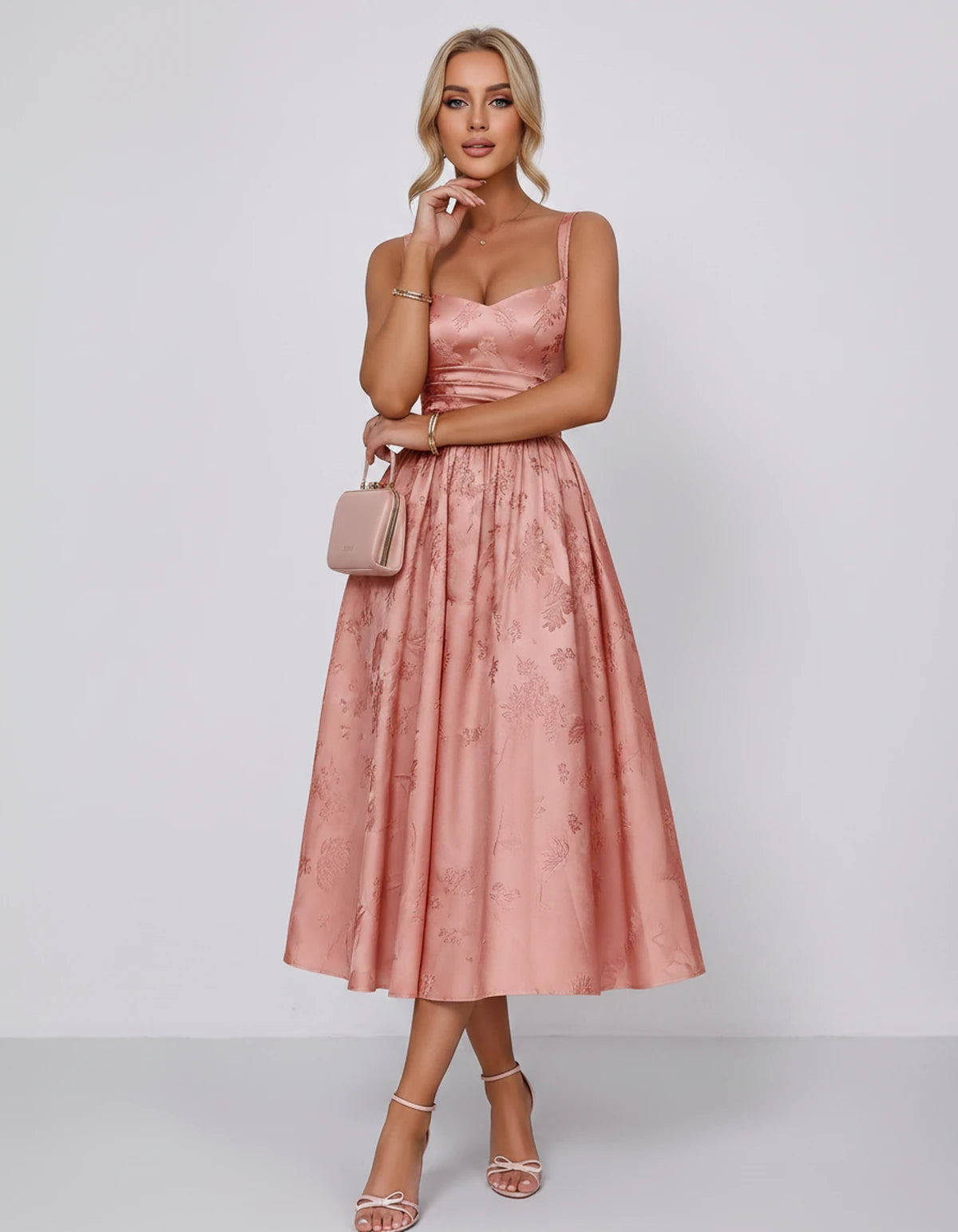 Belvedere Midi Dresses — Coral | SKU: SD-84503-coral-2,SD-84503-coral-4,SD-84503-coral-6,SD-84503-coral-8,SD-84503-coral-10,SD-84503-coral-12,SD-84503-coral-14,SD-84503-coral-16,SD-84503-coral-16W,SD-84503-coral-18W,SD-84503-coral-20W