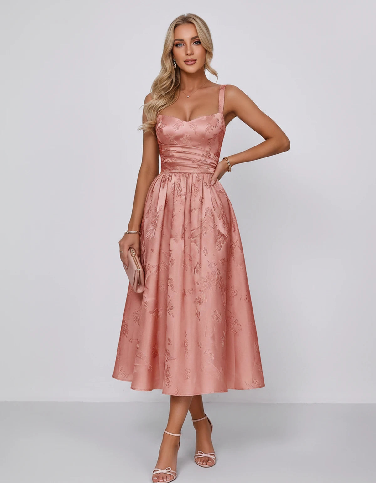 Belvedere Midi Dresses — Coral | SKU: SD-84503-coral-2,SD-84503-coral-4,SD-84503-coral-6,SD-84503-coral-8,SD-84503-coral-10,SD-84503-coral-12,SD-84503-coral-14,SD-84503-coral-16,SD-84503-coral-16W,SD-84503-coral-18W,SD-84503-coral-20W