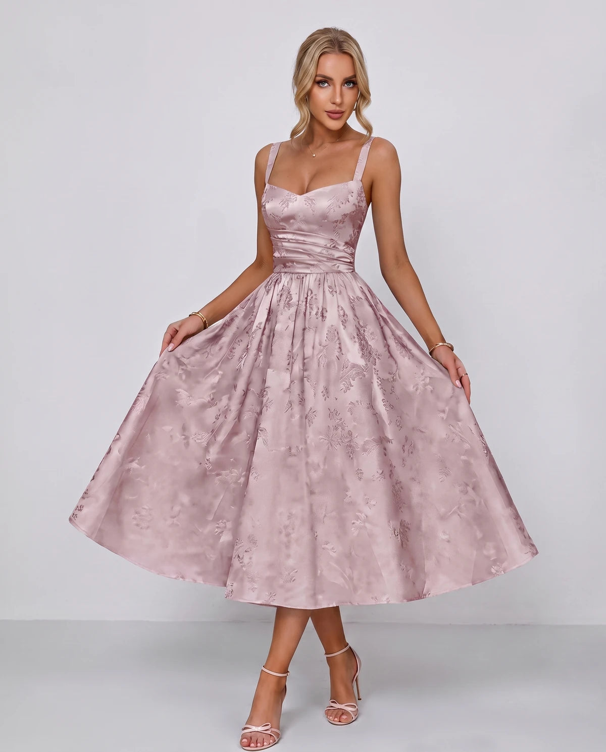 Belvedere Midi Dresses — Dusty Pink