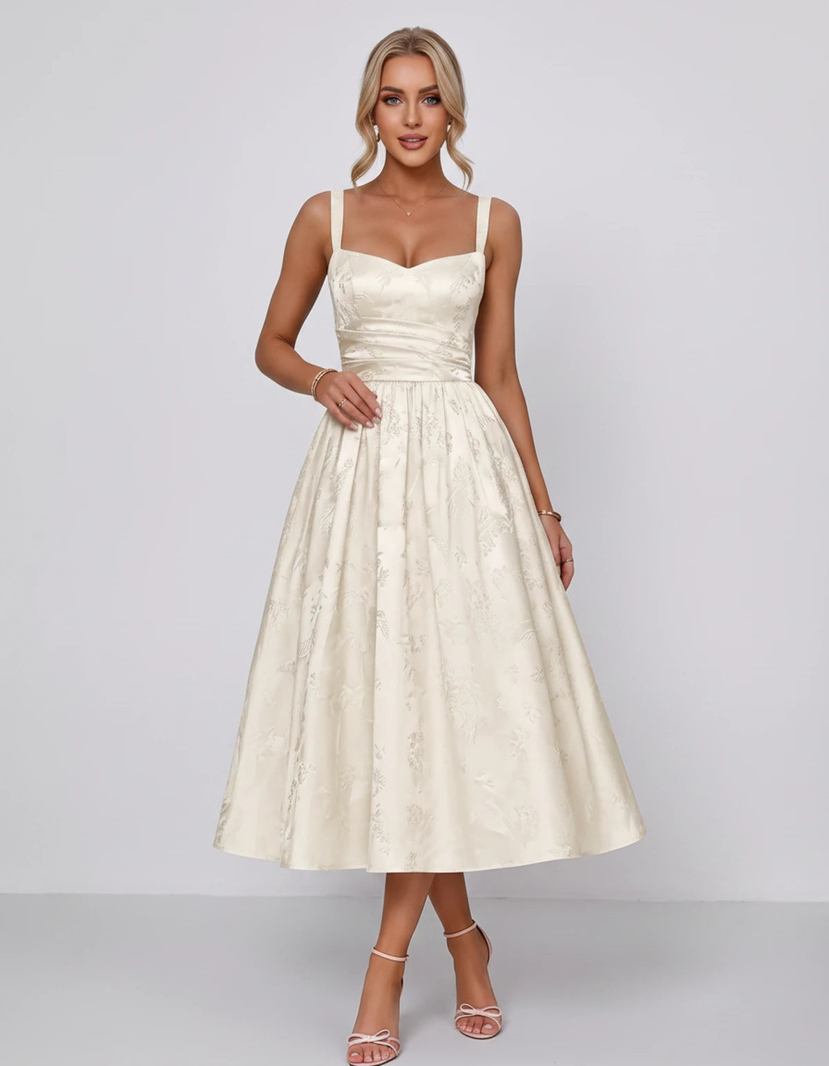 Belvedere Midi Dresses — Ivory | SKU: SD-84503-ivory-2,SD-84503-ivory-4,SD-84503-ivory-6,SD-84503-ivory-8,SD-84503-ivory-10,SD-84503-ivory-12,SD-84503-ivory-14,SD-84503-ivory-16,SD-84503-ivory-16W,SD-84503-ivory-18W,SD-84503-ivory-20W