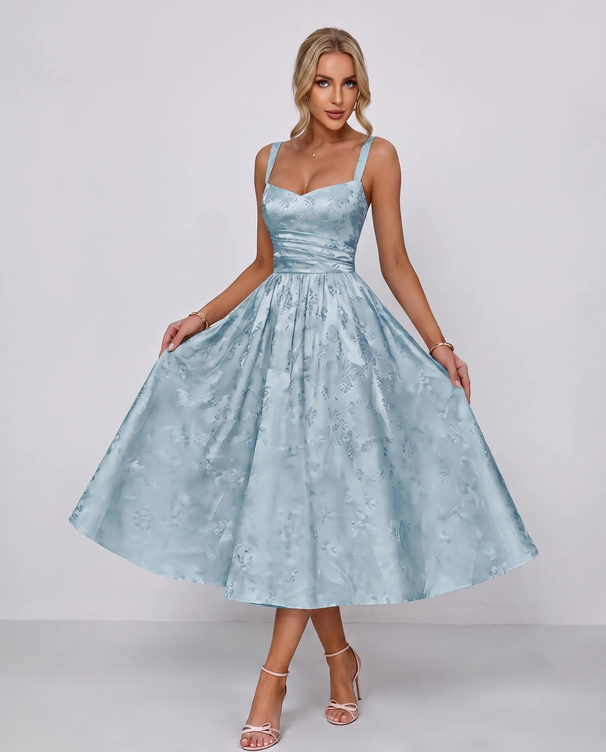 Belvedere Midi Dresses — Light Blue